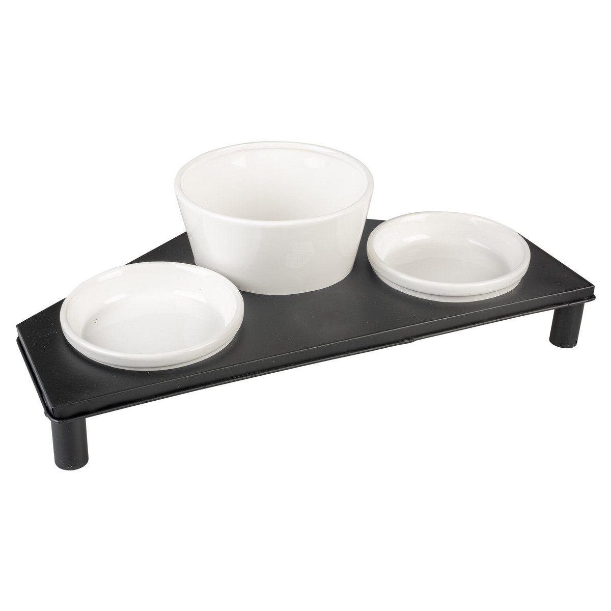 Napf-Set Dinner Set Stone Up Buffet Triangle weiß/schwarz für Katzen
