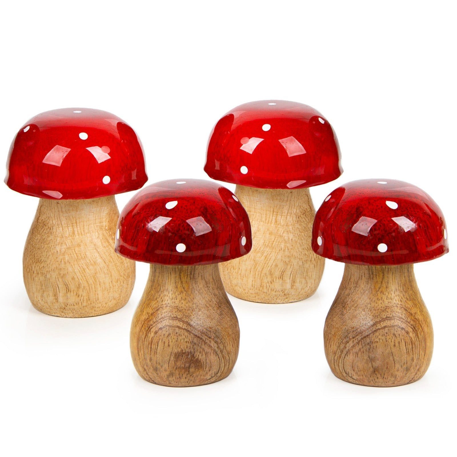 Logbuch-Verlag Dekofigur 4 Fliegenpilze Dekofiguren - Herbst Dekoration rot weiß braun 7 cm
