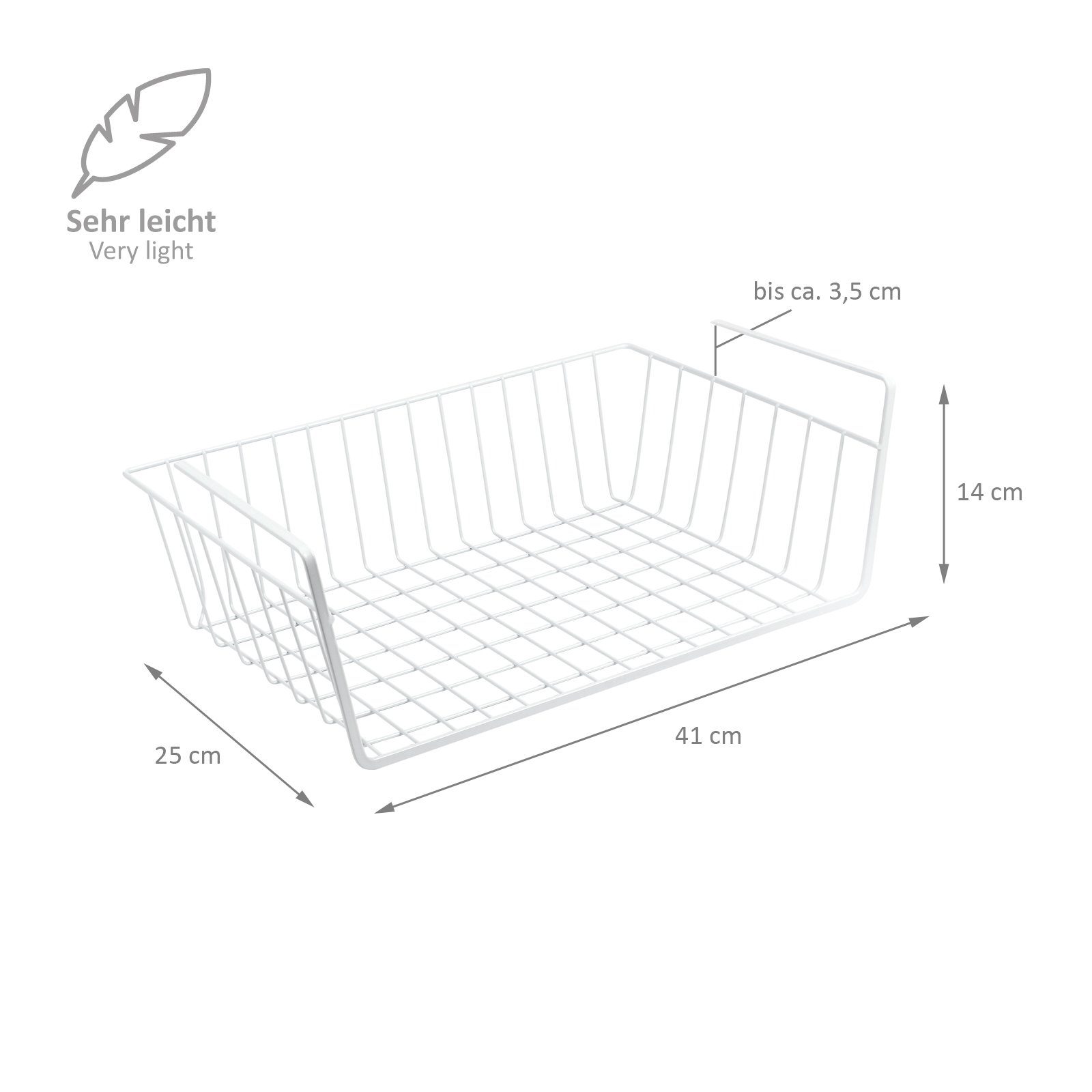 Wellgro Regaleinsatz 4er Set 41 ca. aus Metall x 14 St) 25 (4 (LxBxH) Schrankkörbe x - cm