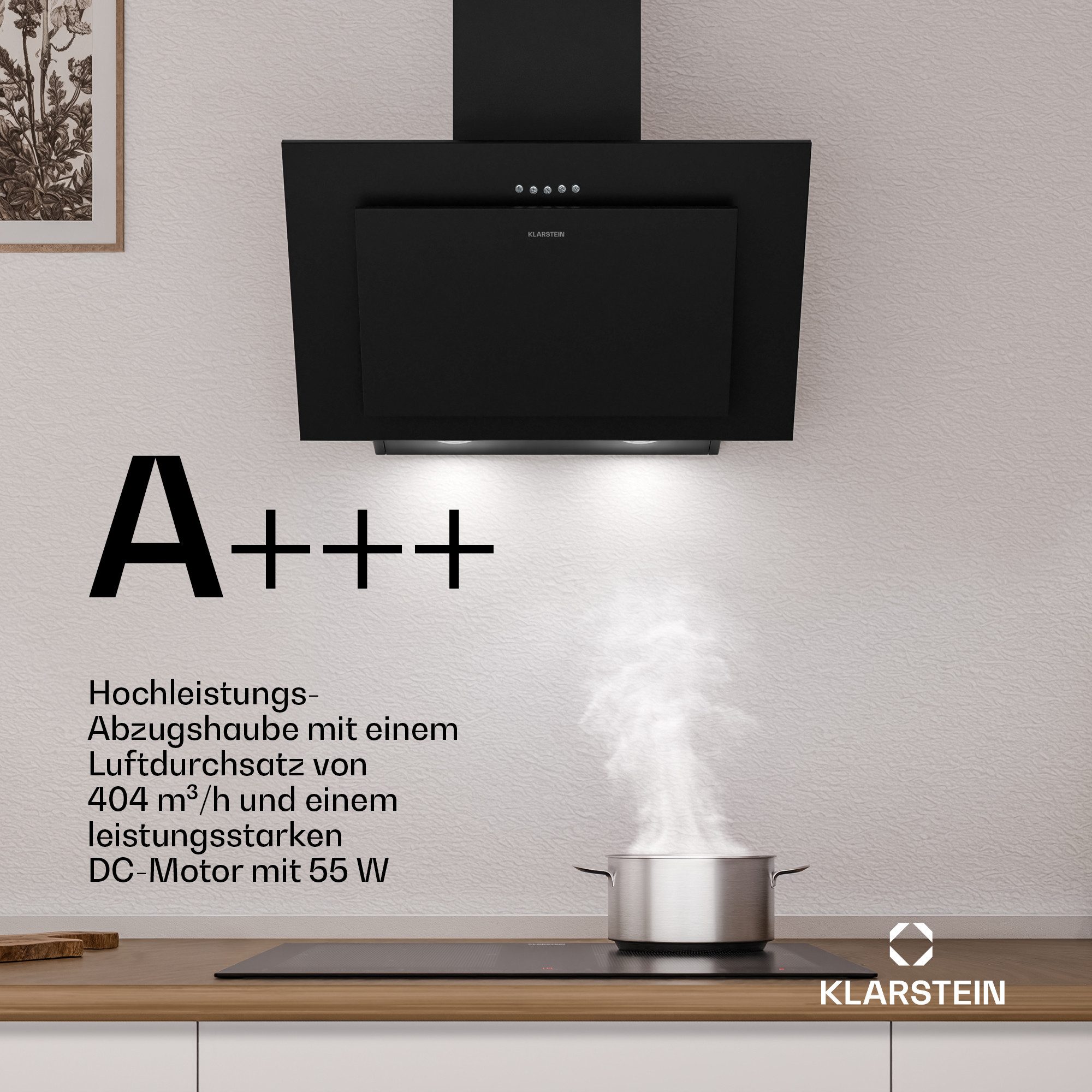 Klarstein Deckenhaube Athena Dunstabzugshaube Head free Umluft Abluft LED Edelstahl – Bild 4 von 5