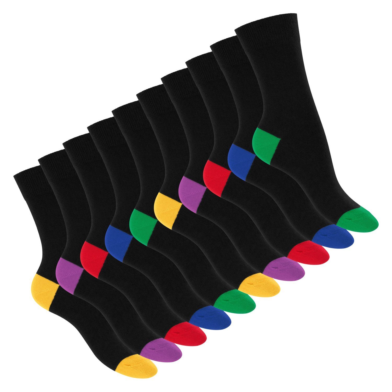Basicsocken Damen & Herren Baumwollsocken abgesetzte Ferse/Spitze (10 Paar)
