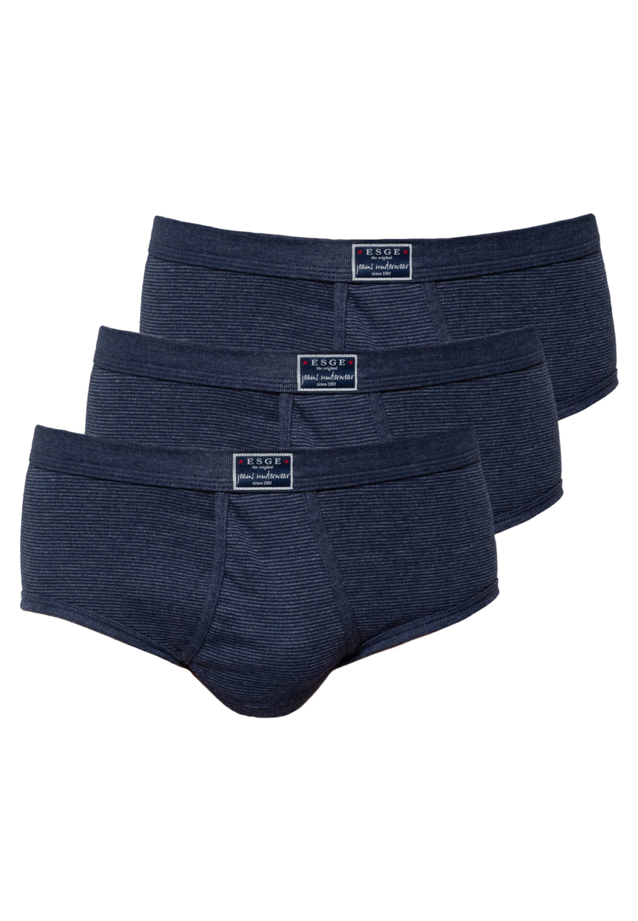 ESGE - Die Wäsche-Macher Slip 3er Pack- Feinripp Jeans (Spar-Set, 3-St) Slip mit Eingriff - Baumwolle - Mit Eingriff -