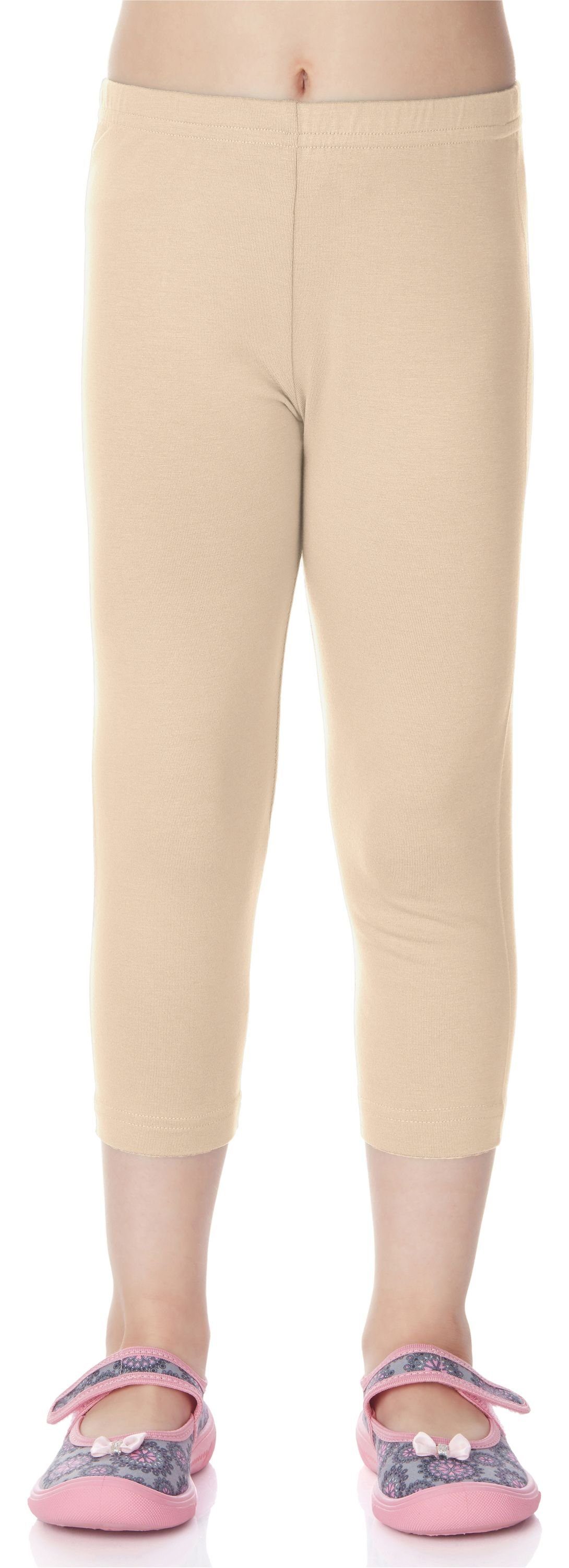 Bund 3/4 Beige Capri elastischer Leggings Merry Viskose Style (1-tlg) Leggings aus Mädchen MS10-131