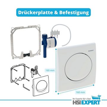 GEBERIT Urinal Urinal ohne Deckel Geberit Element Drückerplatte, Keramik, Wasserspülung, (Spar-Set, Komplettset)