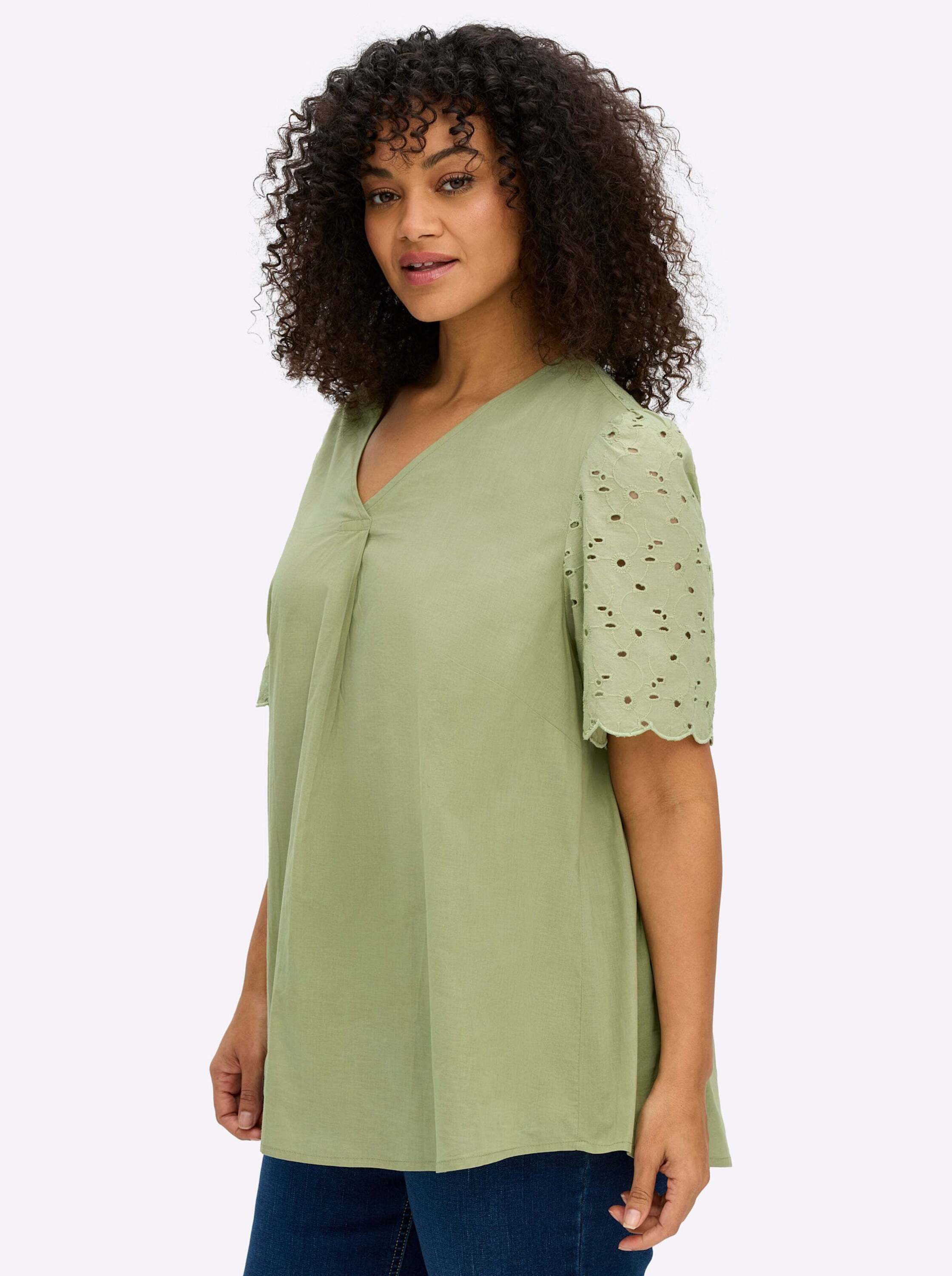 Sheego Klassische Bluse Kurzarmbluse Kurzarm