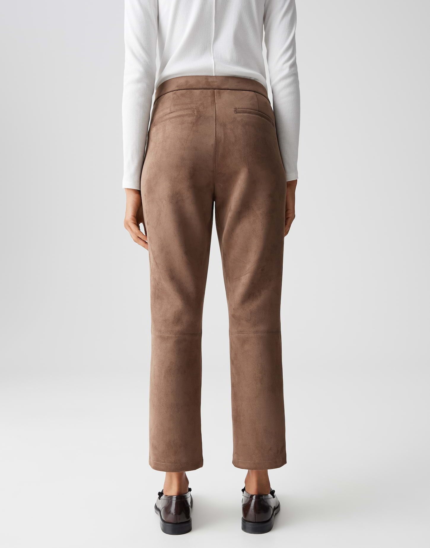 OPUS Lederhose ELVINA COZY in Wildleder Optik elastischer Gummibund, weicher Griff, samtige Oberfläche