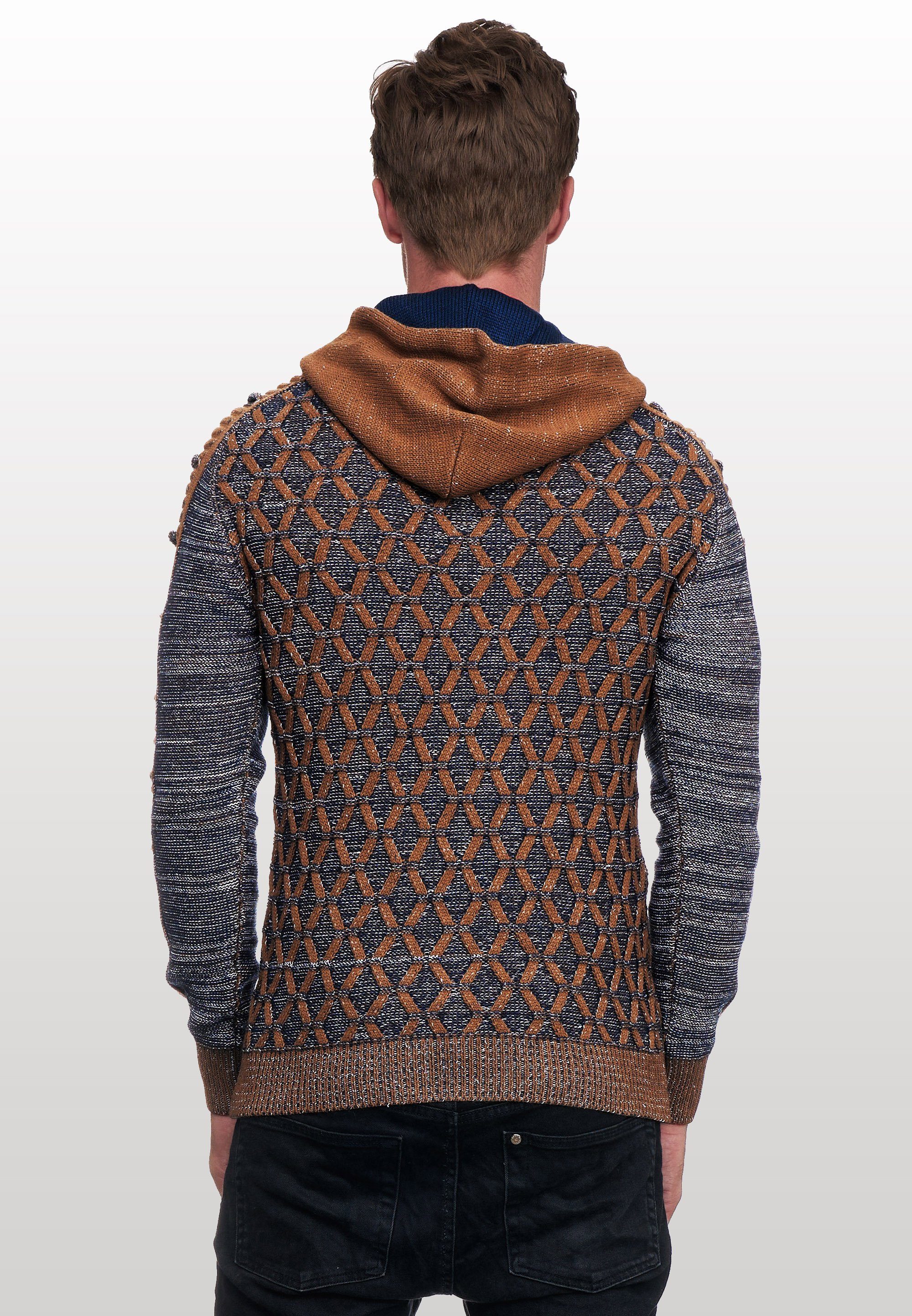 Rusty Neal Kapuzensweatshirt Design braun-grau ausgefallenem in