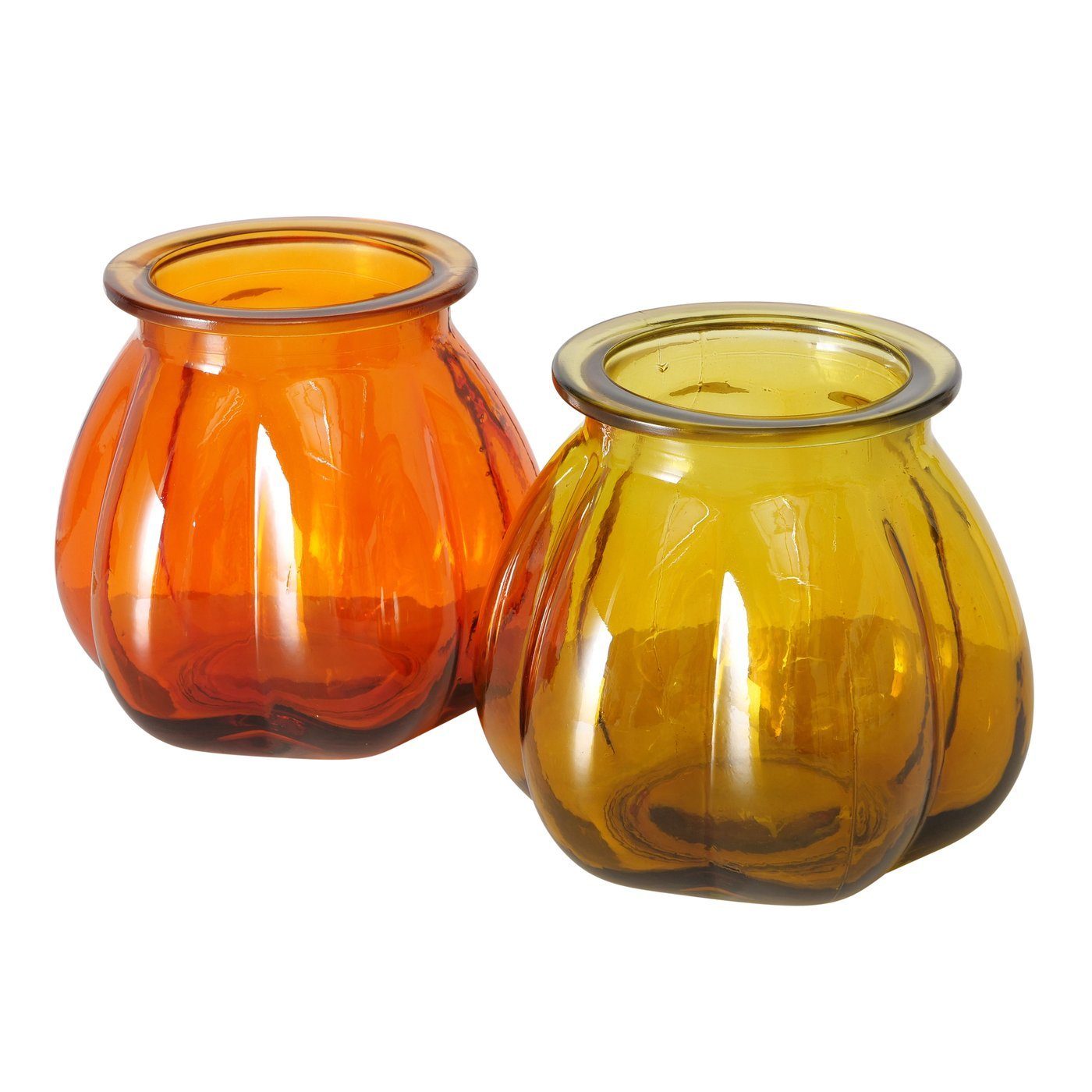 BOLTZE Dekovase Set "Tangerine" 2er in Blumenvase Vase Glas gelb/orange, aus