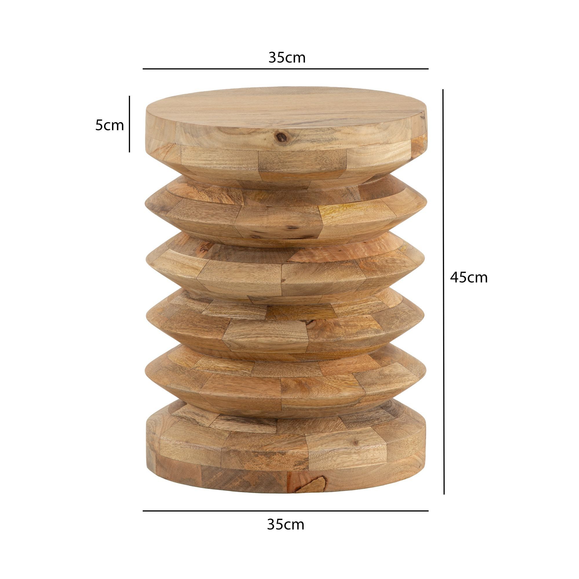 FineBuy Design Beistelltisch Ø 35 cm Sitzhocker handgefertigt Massivholz Mango Baumstumpf Couchtisch Blumentisch massiver Holz Hocker – Bild 3 von 5