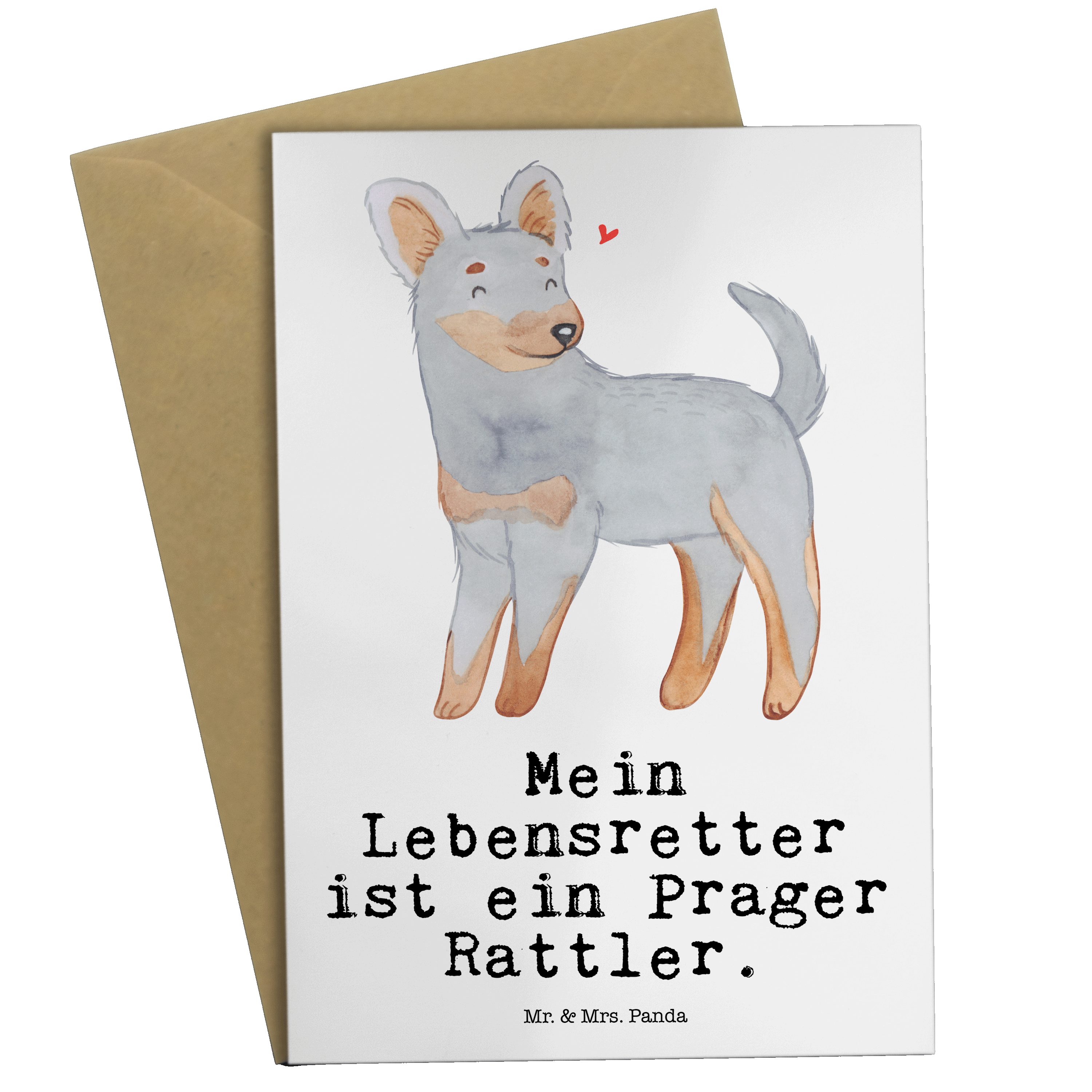 Lebensretter & Rattler Prager - Grußkarte Weiß Geschenk, Klappkarte Mrs. Schenken, - Panda Mr.
