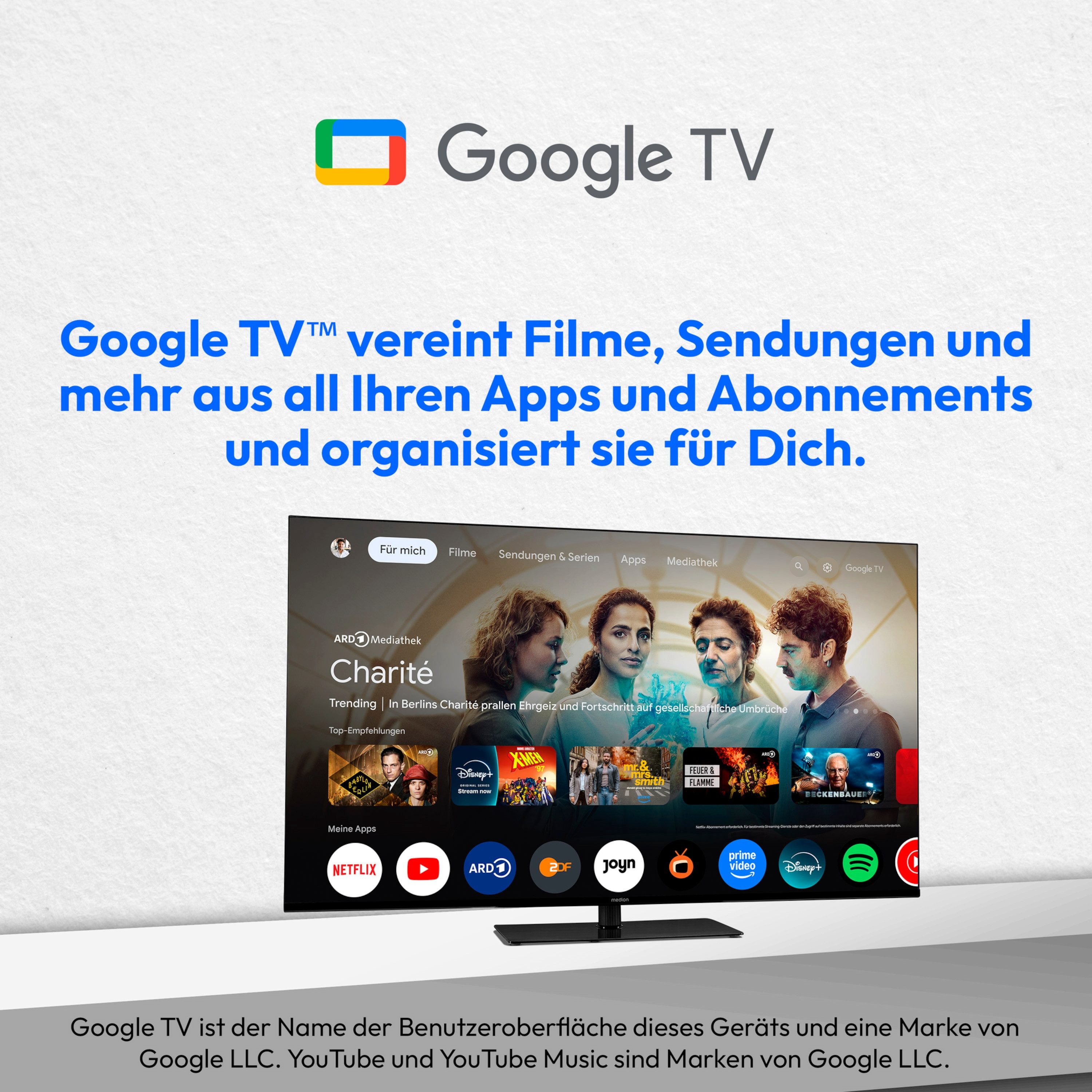 Medion® MD855400 LCD-LED Fernseher (138.8 cm/55 Zoll, 4K Ultra HD, Smart-TV, Dolby Vision, Dolby Atmos, Playstore, Netflix, HBO Max, Prime Video)