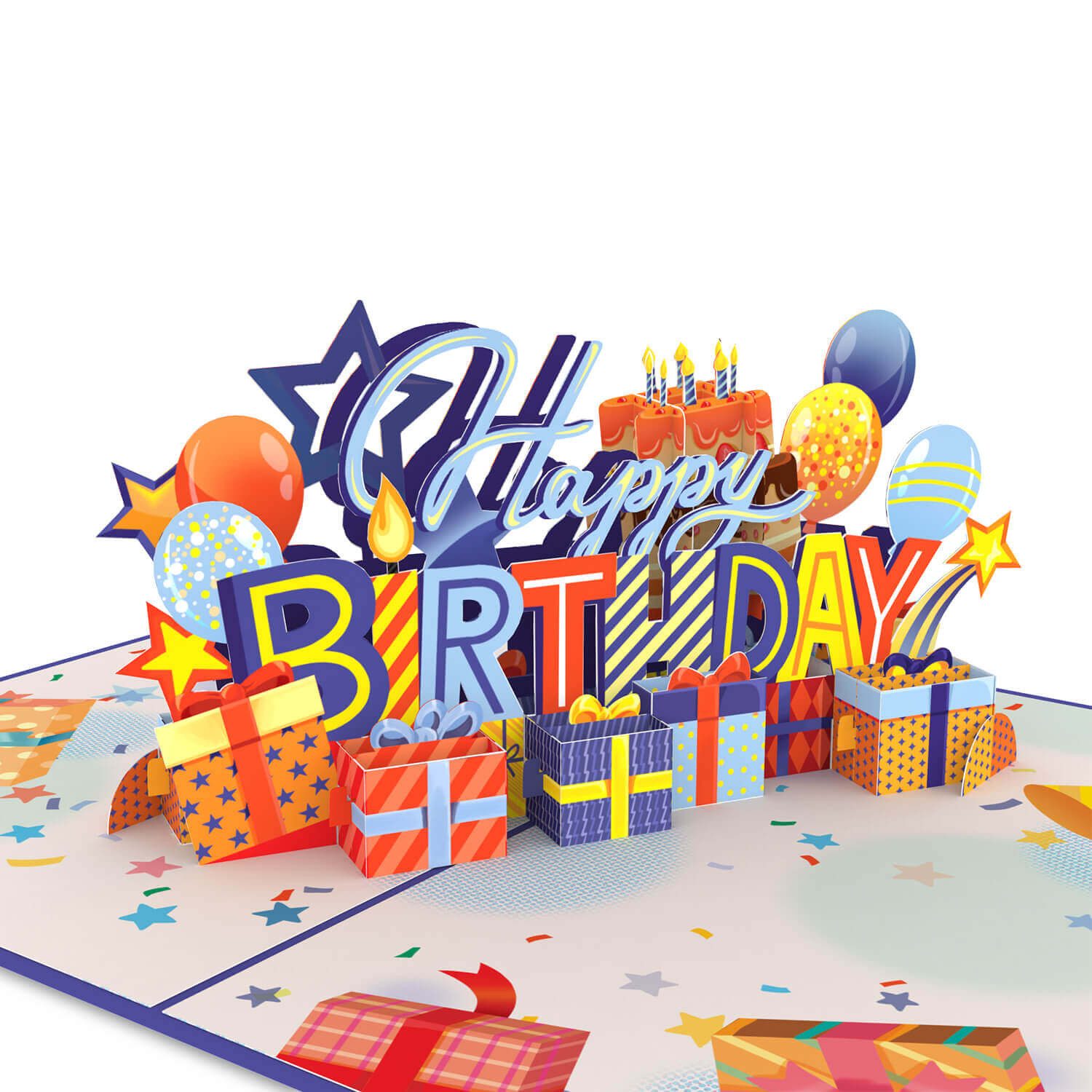 papercrush Geburtstagskarte Happy Birthday (Blau) Pop-Up Karte