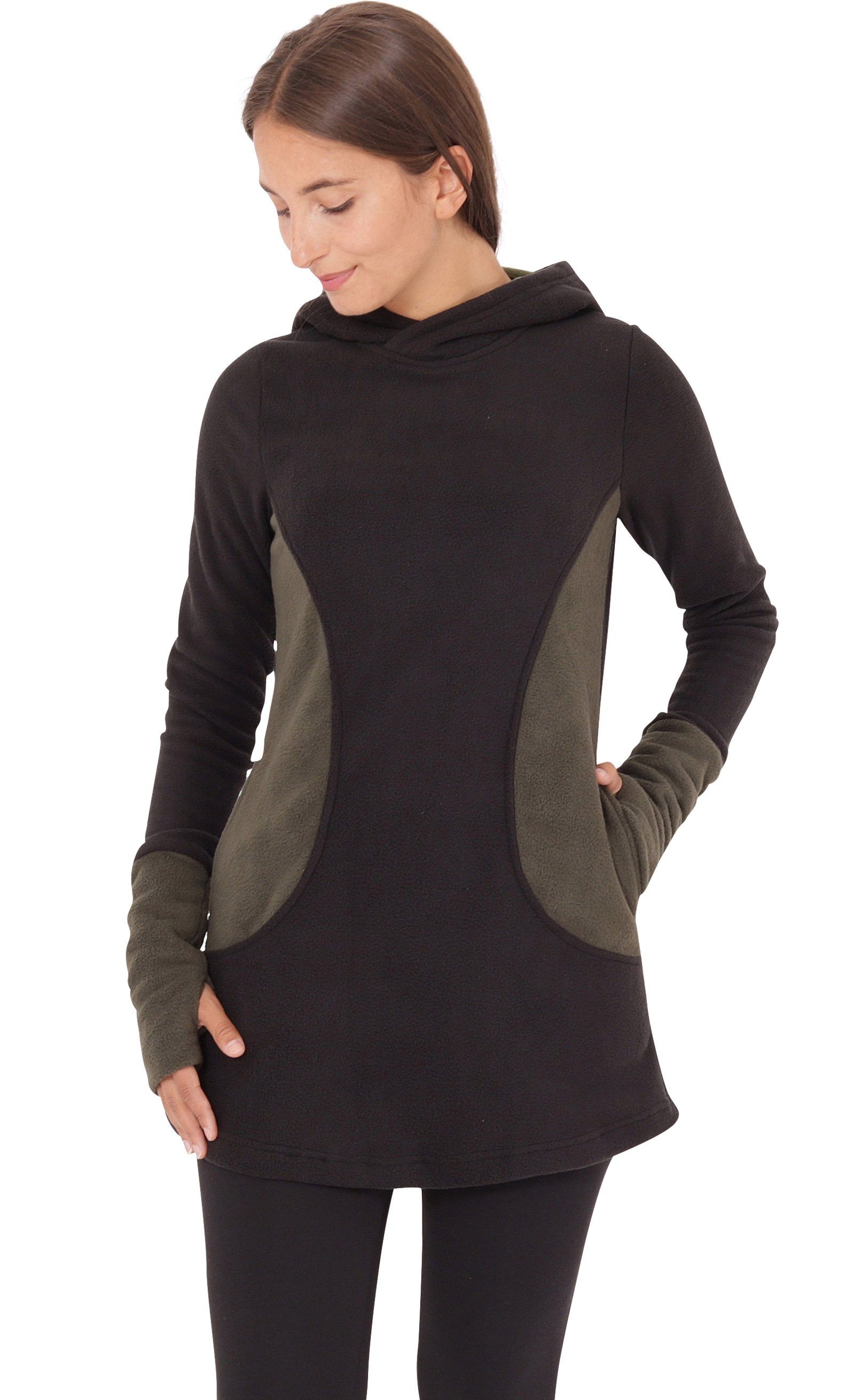 PUREWONDER Kapuzenpullover Zweifarbiges Kapuzenpullover-Kleid aus Fleece günstig online kaufen