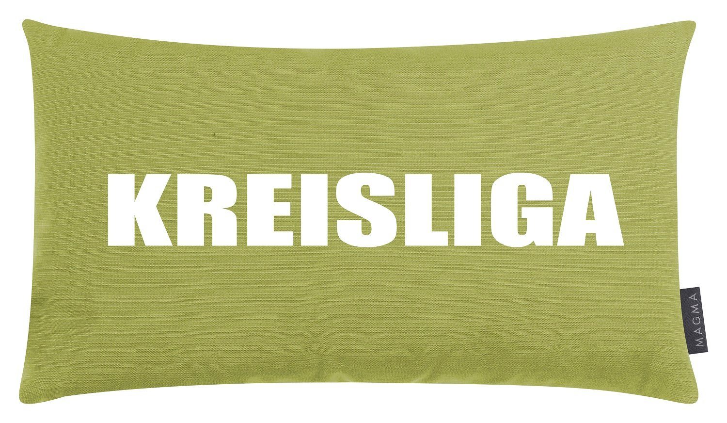 Magma Heimtex Dekokissen Dekokissen Kreisliga in grün - ca. 30 x 50 cm - Siebdruck mit dem Spruch Kreisliga - Kissen mit Füllung für den Fußballbegeisterten