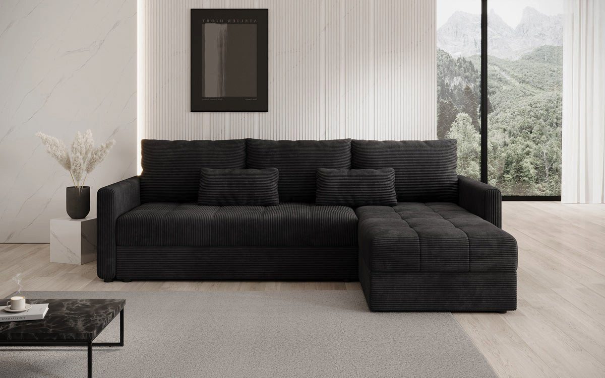 Luxusbetten24 Schlafsofa Designer Sofa Roma in Cord, mit Stauraum und Schlaffunktion