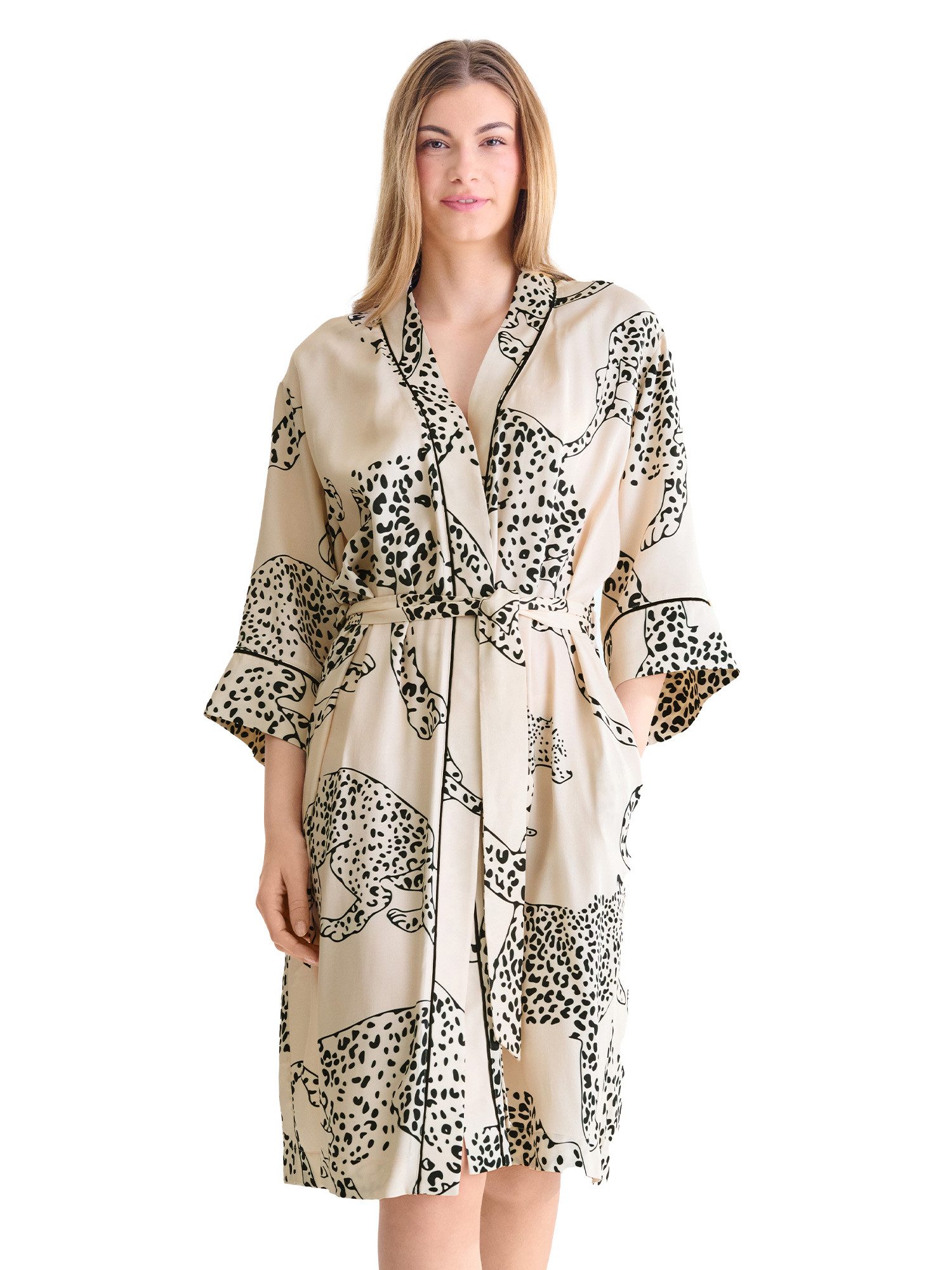 Lisca Morgenmantel Morgenmantel - 115 cm Tamara, mit Viskose, weiche Viskose, moderner Print Look