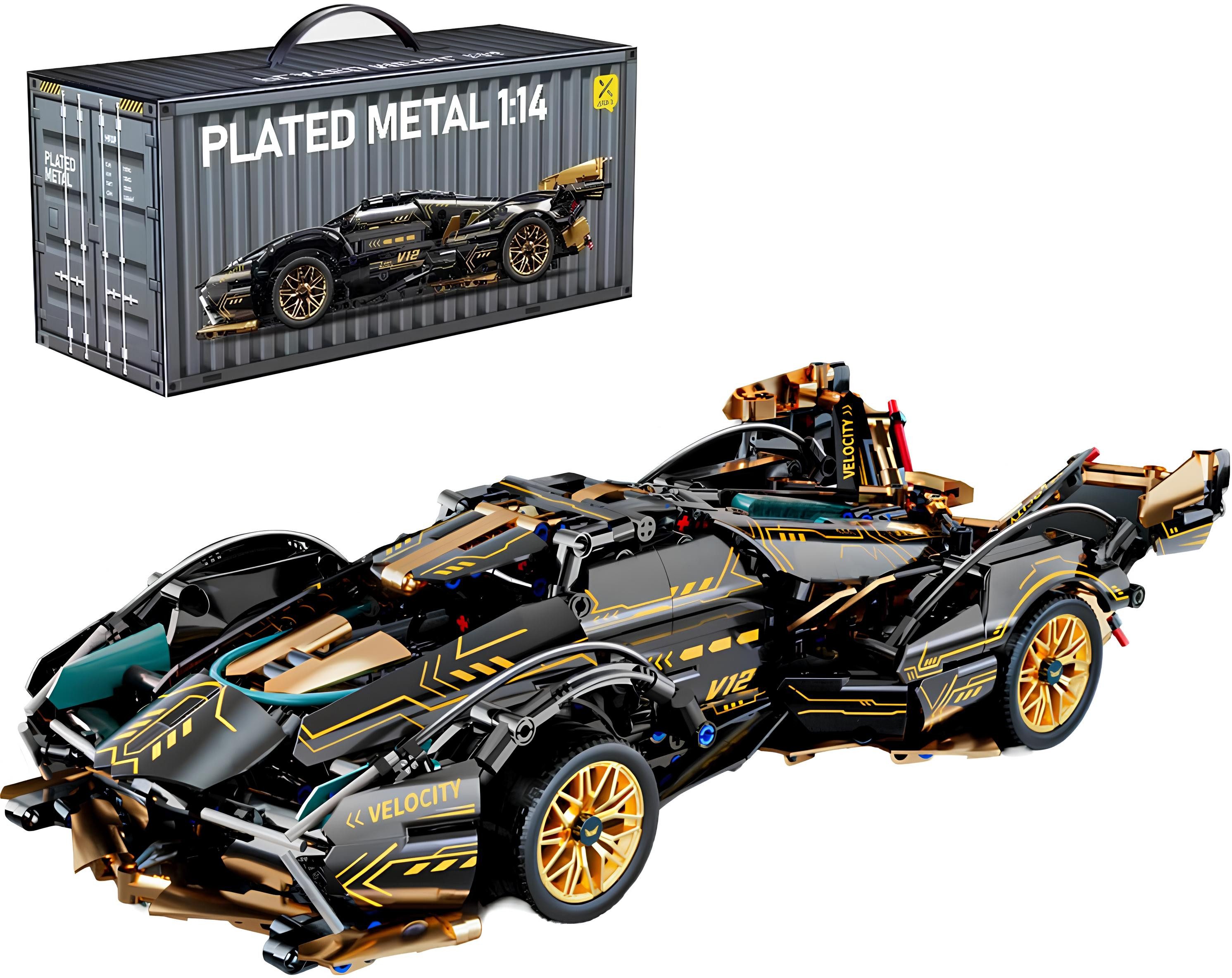 Athlix 1638-teiliges Rennwagen-Baustein-Set Klemmbausteine 1:14 Sportwagen Spielbausteine, (1638 St), realistische Bewegungen und Funktionen