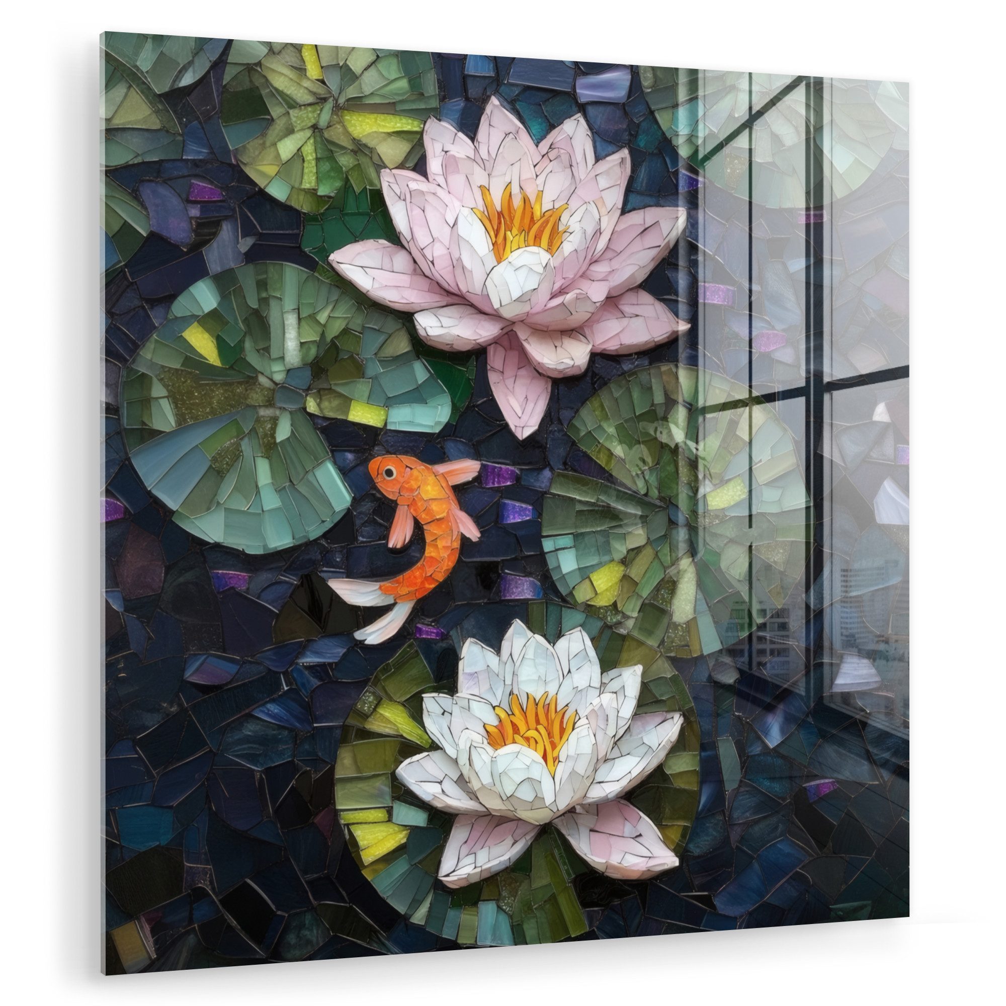 MuchoWow Acrylglasbild Glasstücke - Lilienblätter - günstig online kaufen