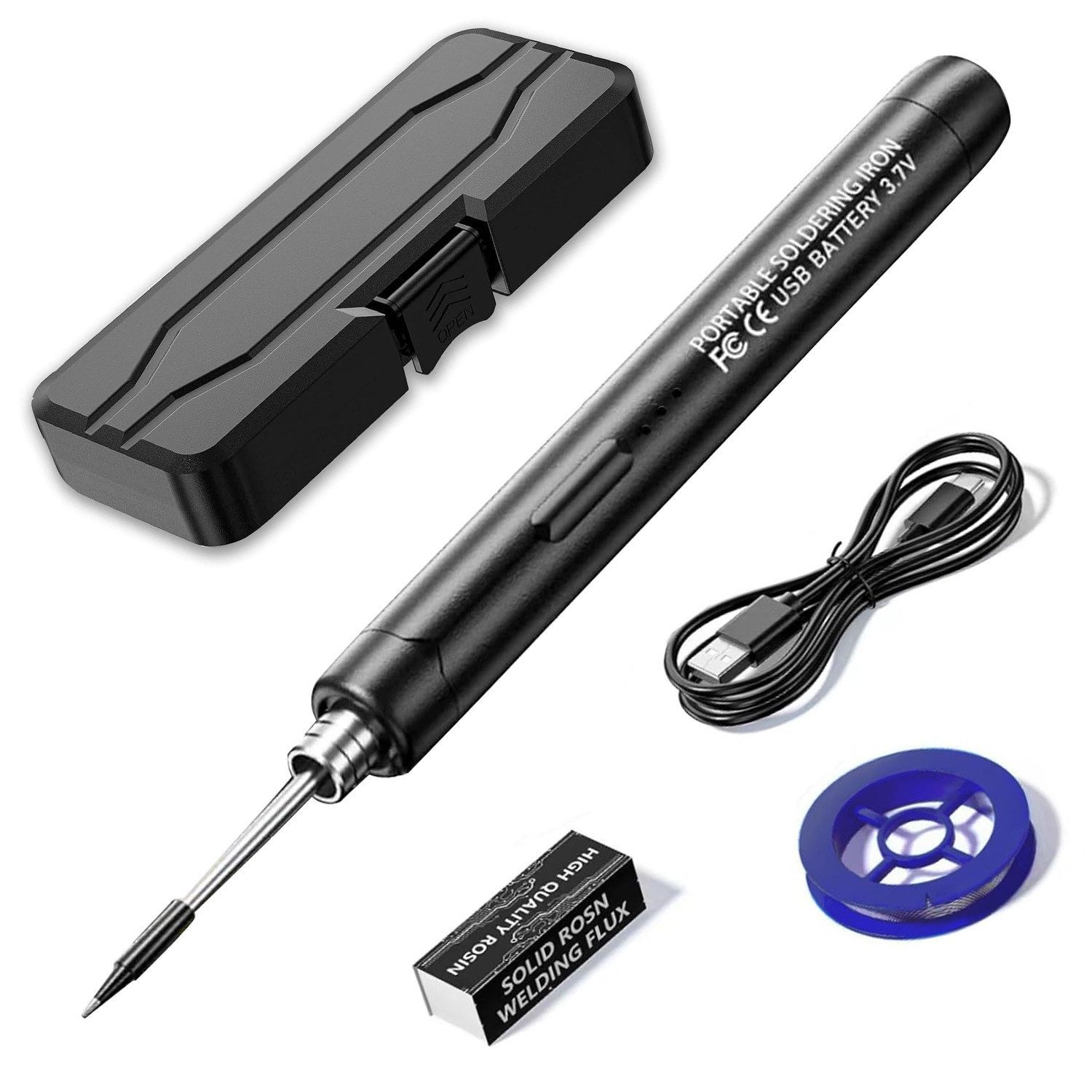 OKWISH Lötkolben Kabelloses Lötkolben Set Soldering Iron DIY Schweißwerkzeuge, max. 450 °C, Tragbares USB Wiederaufladbar Lötkolben schnelles Aufheizen, 1-tlg., Lötkolben Temperatur Einstellbar 300℃-450℃, Elektronik Reparaturwerkzeuge für Anfänger und Profis