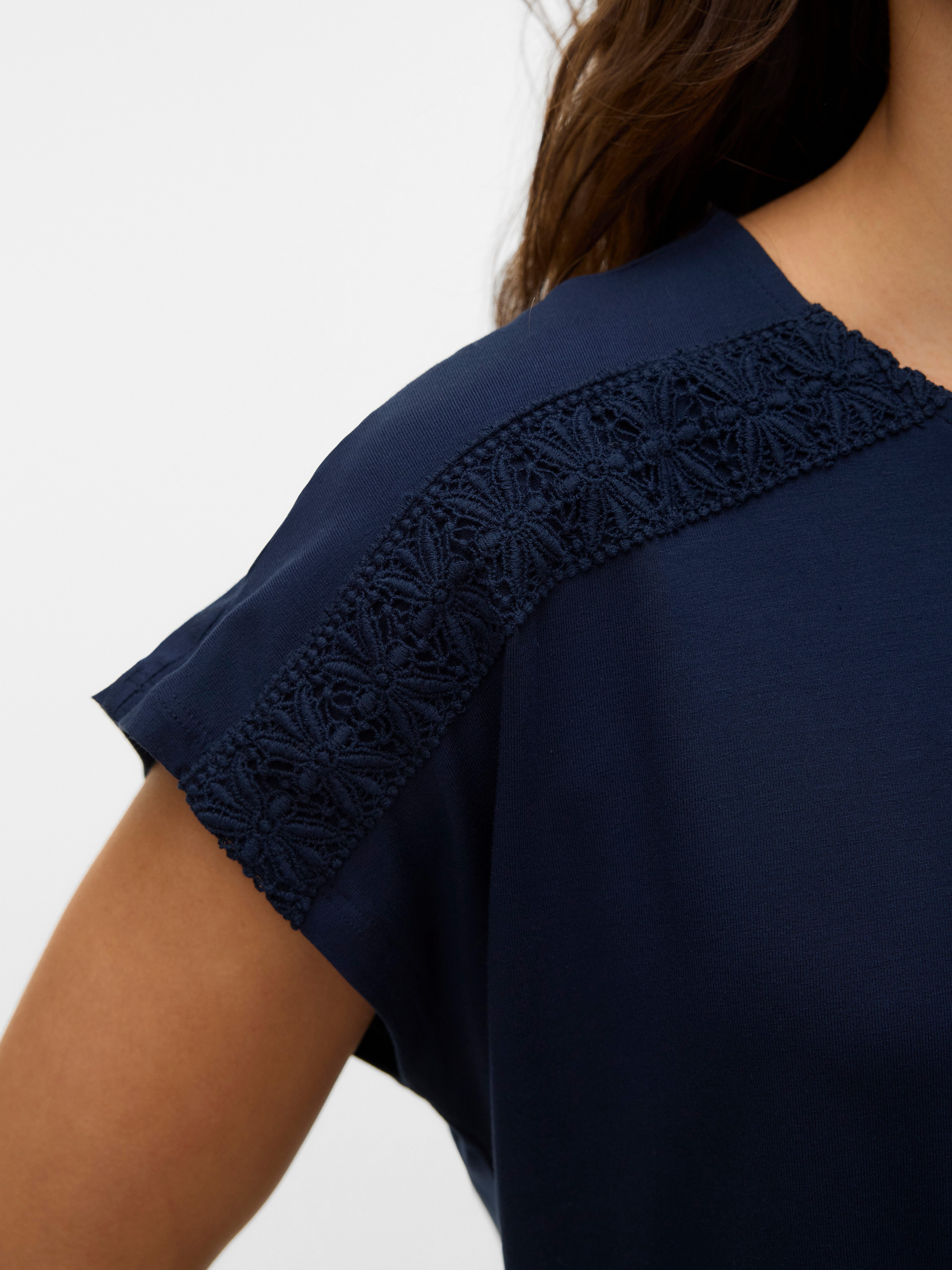 Vero Moda Kurzarmshirt VMGINA SS O-NECK TOP JRS GA Viskosemischung