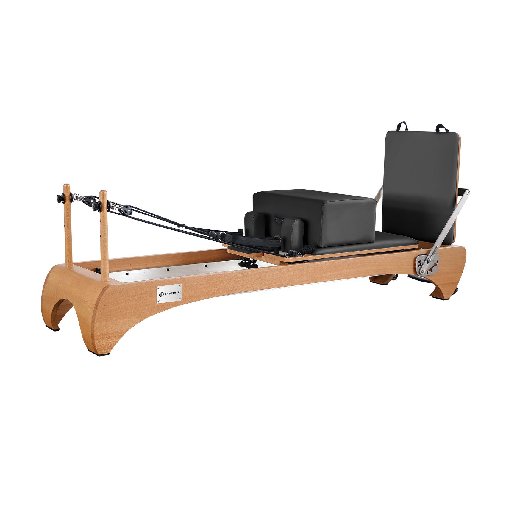 JASPORT Pilates-Reformer H89 aus Buchenholz, (Pilates Reformer Set inklusive Box, Sprungplatte und Zubehör), Stabiler Rahmen aus Buchenholz