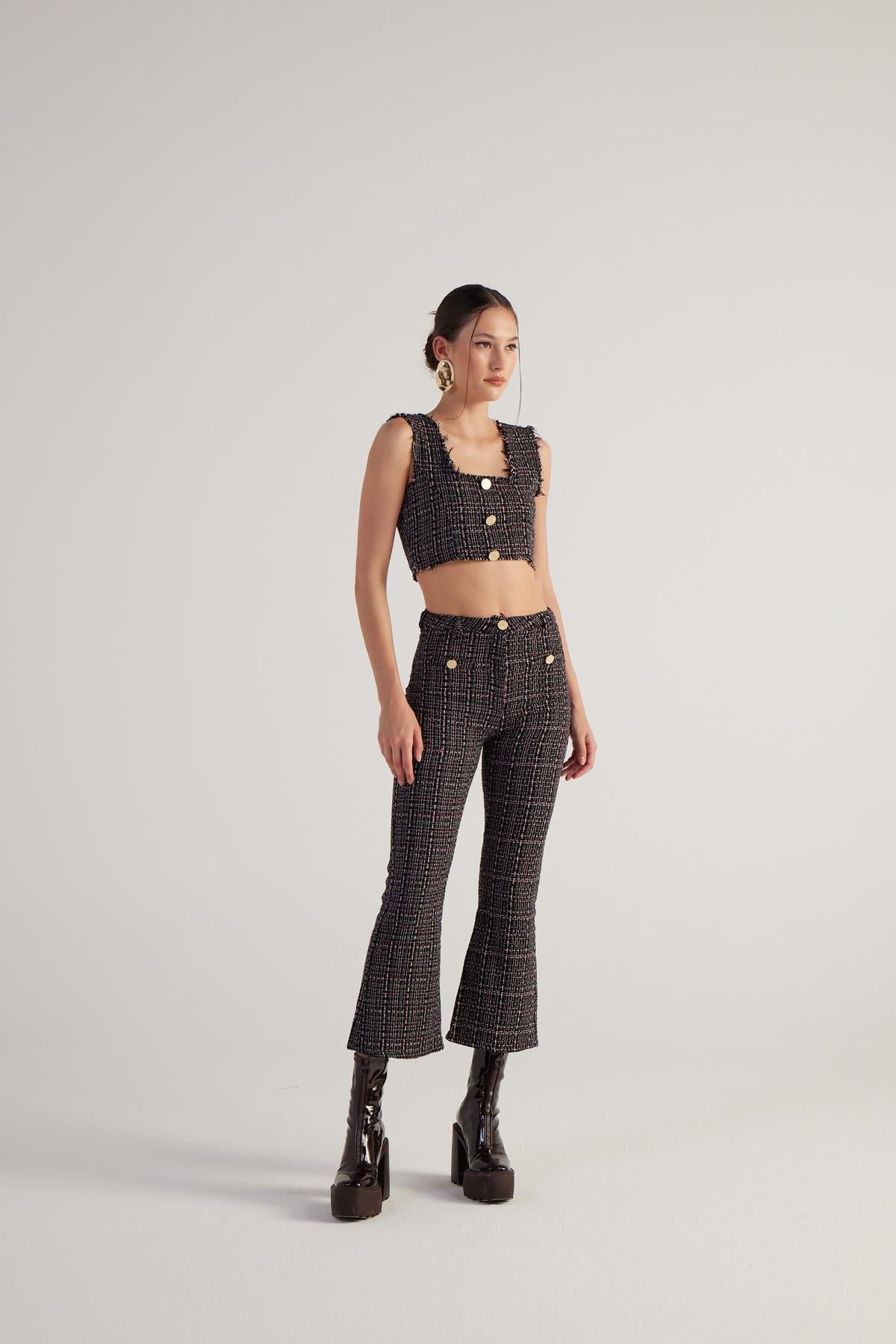 HOLLY LOLLY Bequeme Jeans Spanische Tweed-Hose