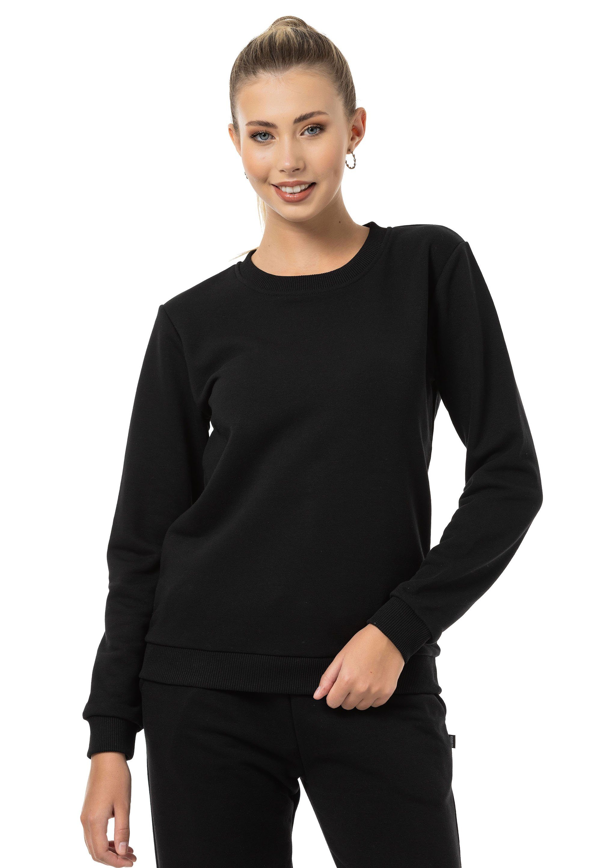 RedBridge Sweatshirt Rundhals Qualität Schwarz Pullover Premium