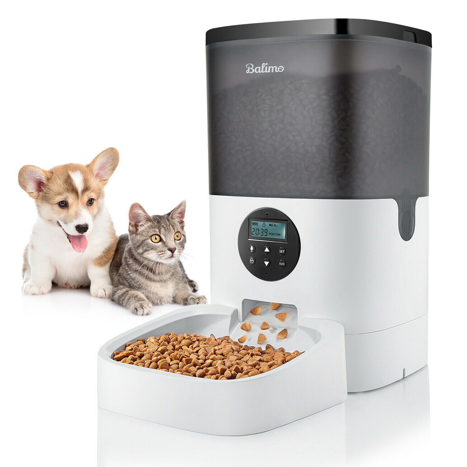 ANTEN Futterautomat 4L LCD Automatischer Futterautomat Pet Katze Hunde Futterspender, Aufnahmefunktion 1-4 Mahlzeiten pro Tag
