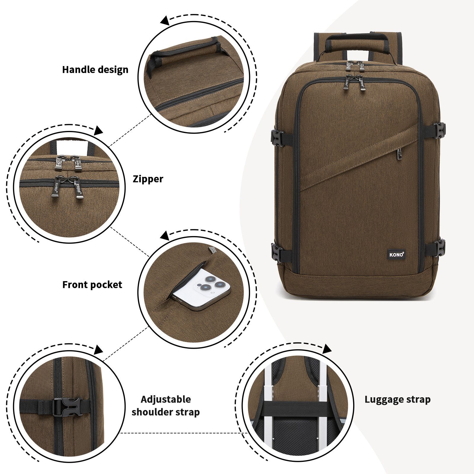 KONO Rucksack Ryanair-Kabinentasche – Handgepäckrucksack, Maße 40 x 30 x 20 günstig online kaufen