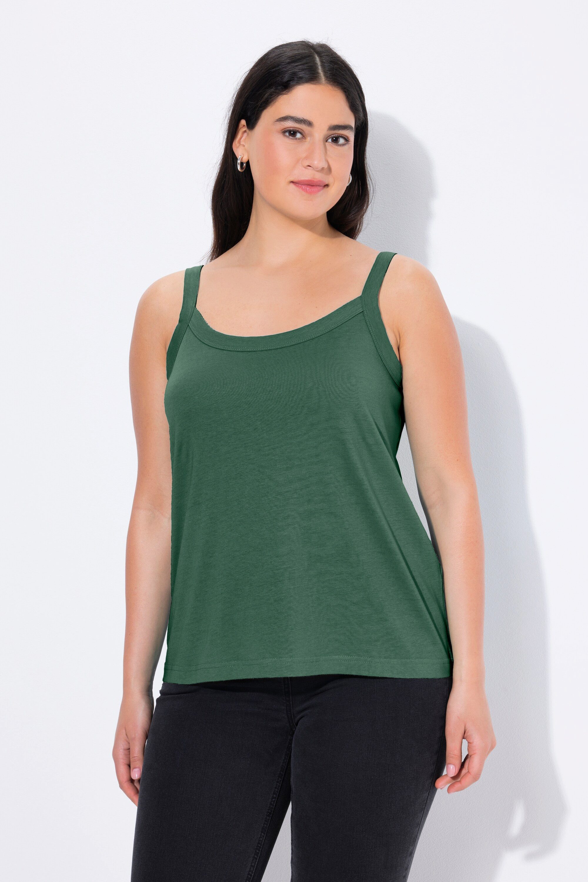 Ulla Popken Longtop Spaghettitop Rundhals Modalmix ärmellos