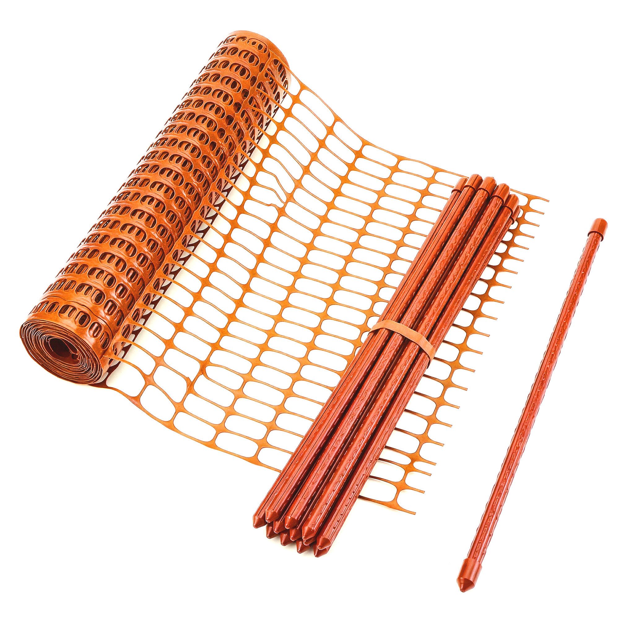 Floordirekt Weidenzaun Absperrzaun Chester Set 30m/50m Bauzaunnetz 20 Pfosten & Kabelbindern, (100 g/m), Absperrzaun / Bauzaun / Warnzaun / Gartenzaun