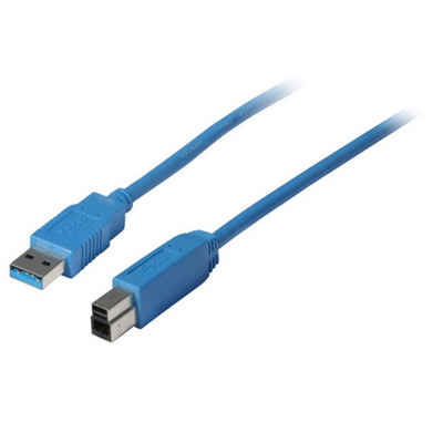 kabelbude USB Kabel A Stecker / B Stecker USB 3.0 blau 1m USB-Kabel, (100 cm)