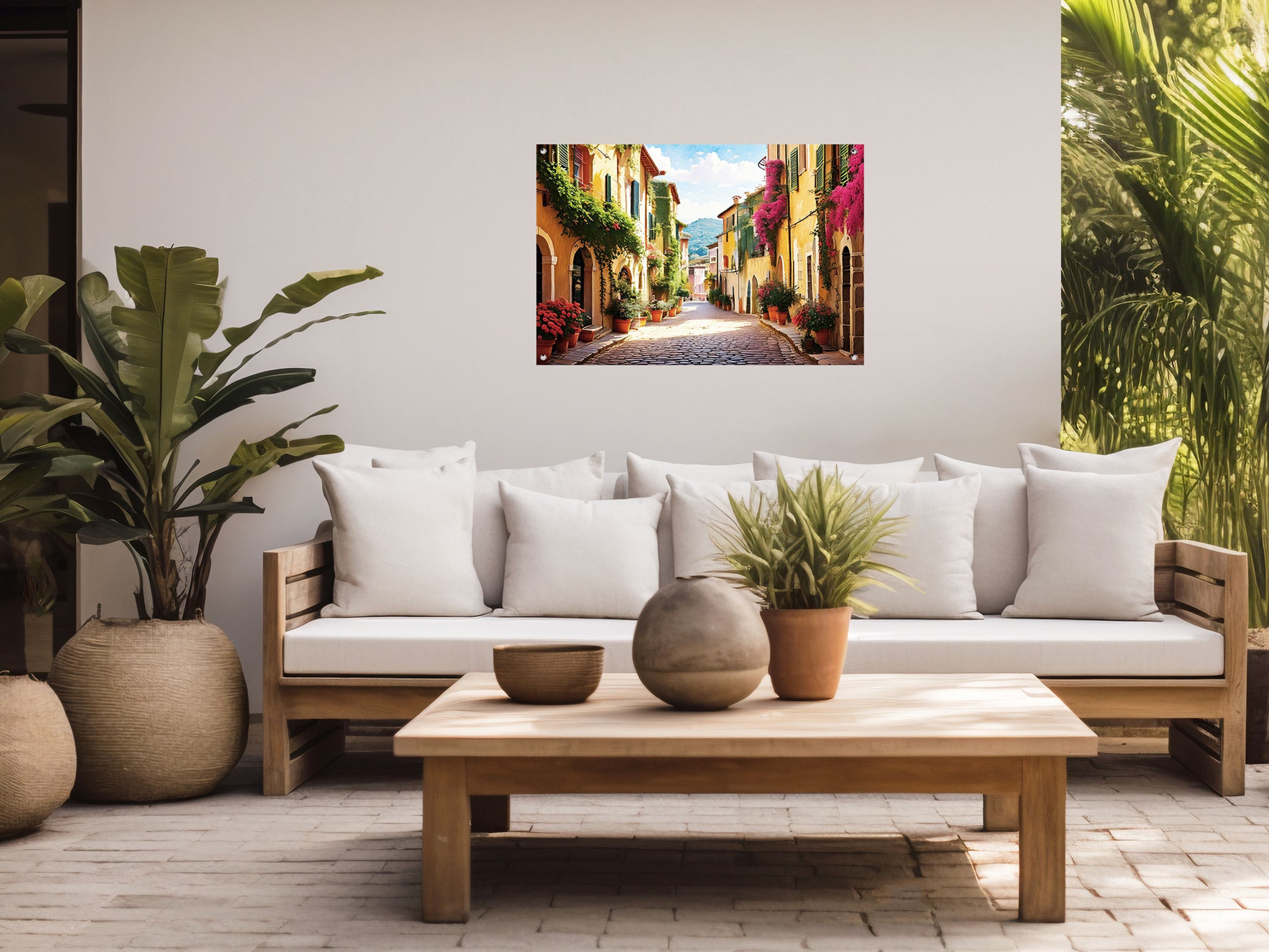 artissimo Poster Garten-Poster 90x60cm Italien Gasse mediterrane Outdoor-Deko, Outdoor-Poster: Italienische Gasse