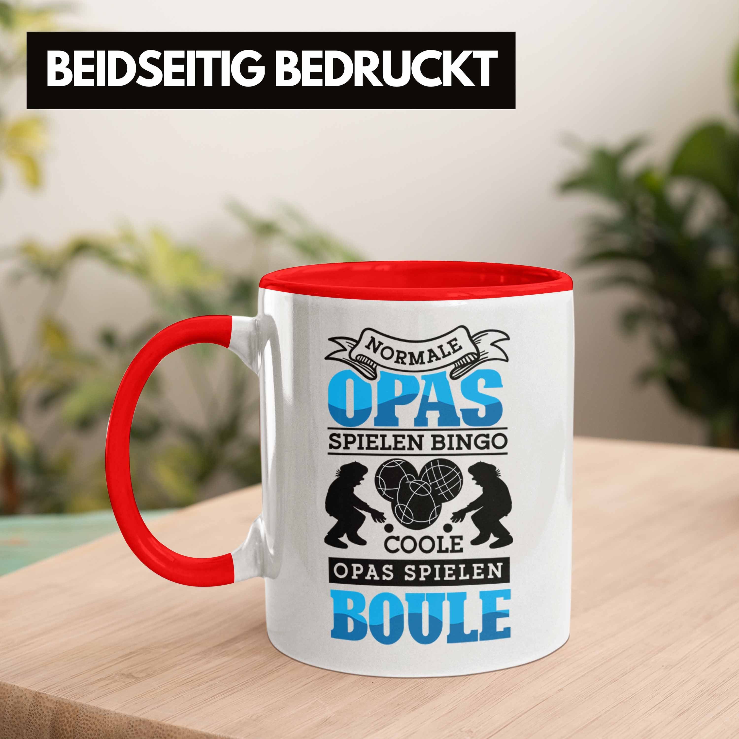 Boule Geschenkidee Opa Boule Spiel Spruch Tasse Boule-Spieler Tasse Geschenk Rot Trendation