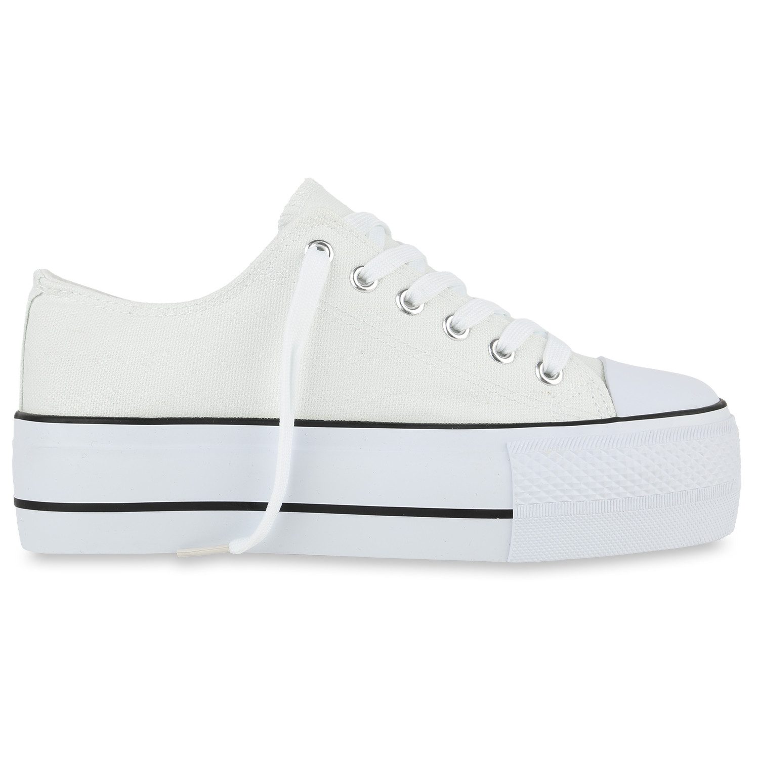 VAN HILL 842206 Plateausneaker Damen Plateau Sneaker - Modischer Low-Top Stoffschuh mit hoher Sohle
