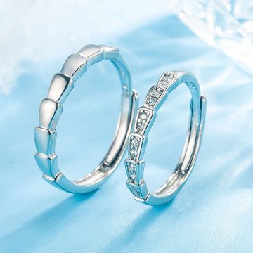 AquaBreeze Partnerring S925 Silber Ring, Valentinstag Geschenk Ring (Schlicht und modisch, 1-tlg), Einstellbare Öffnung