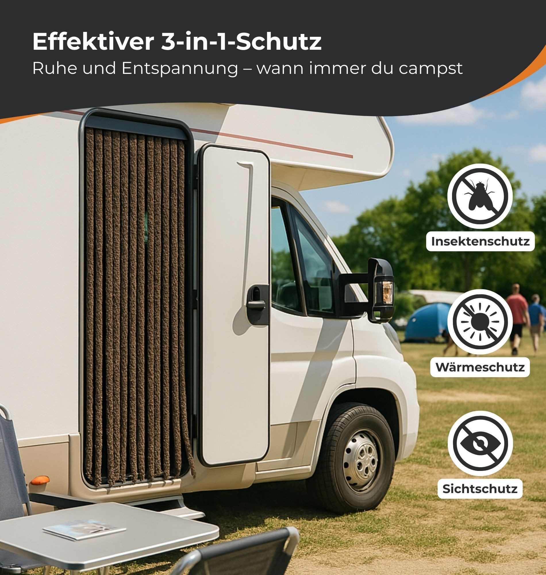 Arsvita Türvorhang Flauschvorhang 56x185cm für Wohnmobil und Wohnwagen (1 St), Ösen, blickdicht, Insektenschutz Vorhang für Camping - Fadengardine