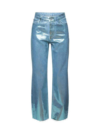 Esprit High-waist-Jeans Gerade Retro-Jeans mit hohem Bund im Metallic-Look