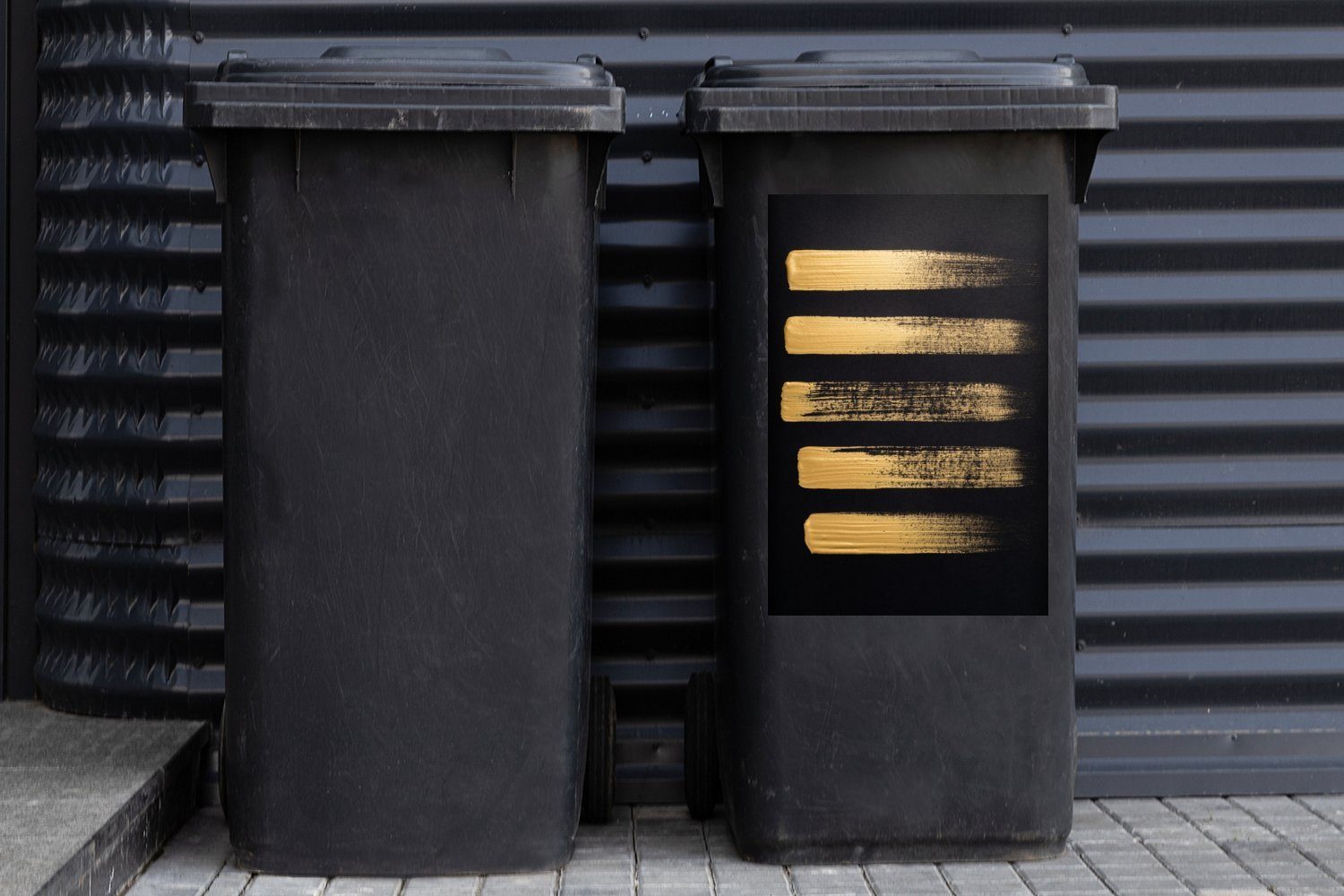 Container, Hintergrund goldener schwarzem Mülltonne, auf Muster MuchoWow (1 Mülleimer-aufkleber, aus Sticker, Abfalbehälter St), Farbe Wandsticker