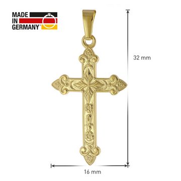 trendor Kreuzanhänger Kreuz- Gold 585 (14 Karat) 32 x 16 mm