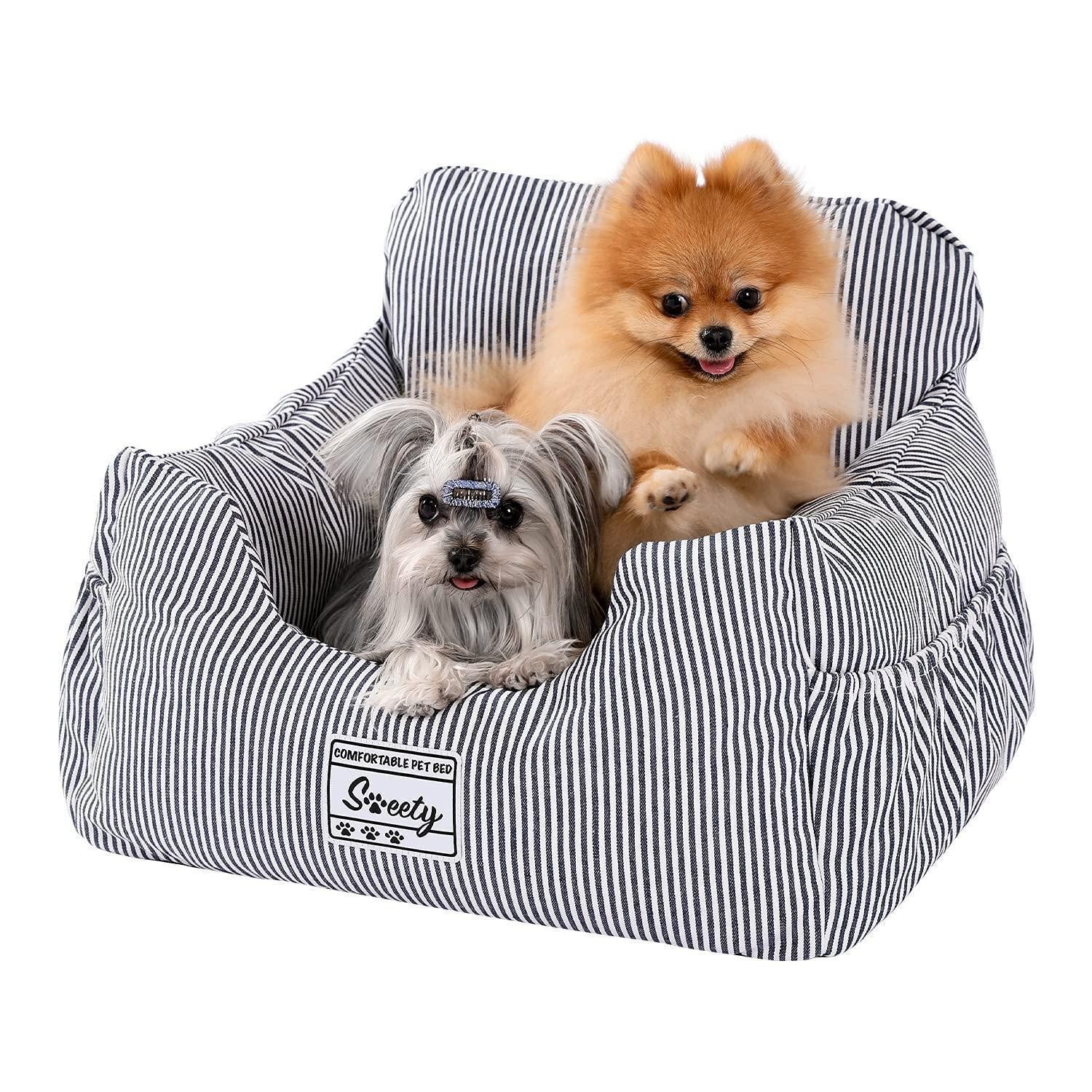 LuxusKollektion Hunde-Transportbox Hundeautositz Sitzerhöhung Sicherheitsgurt Wasserdicht Denim Blue
