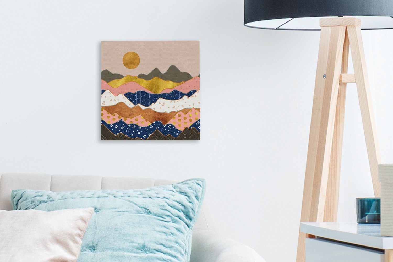 Schlafzimmer Gold - Pastell, Bilder Leinwand Leinwandbild OneMillionCanvasses® (1 - Muster St), Wohnzimmer für