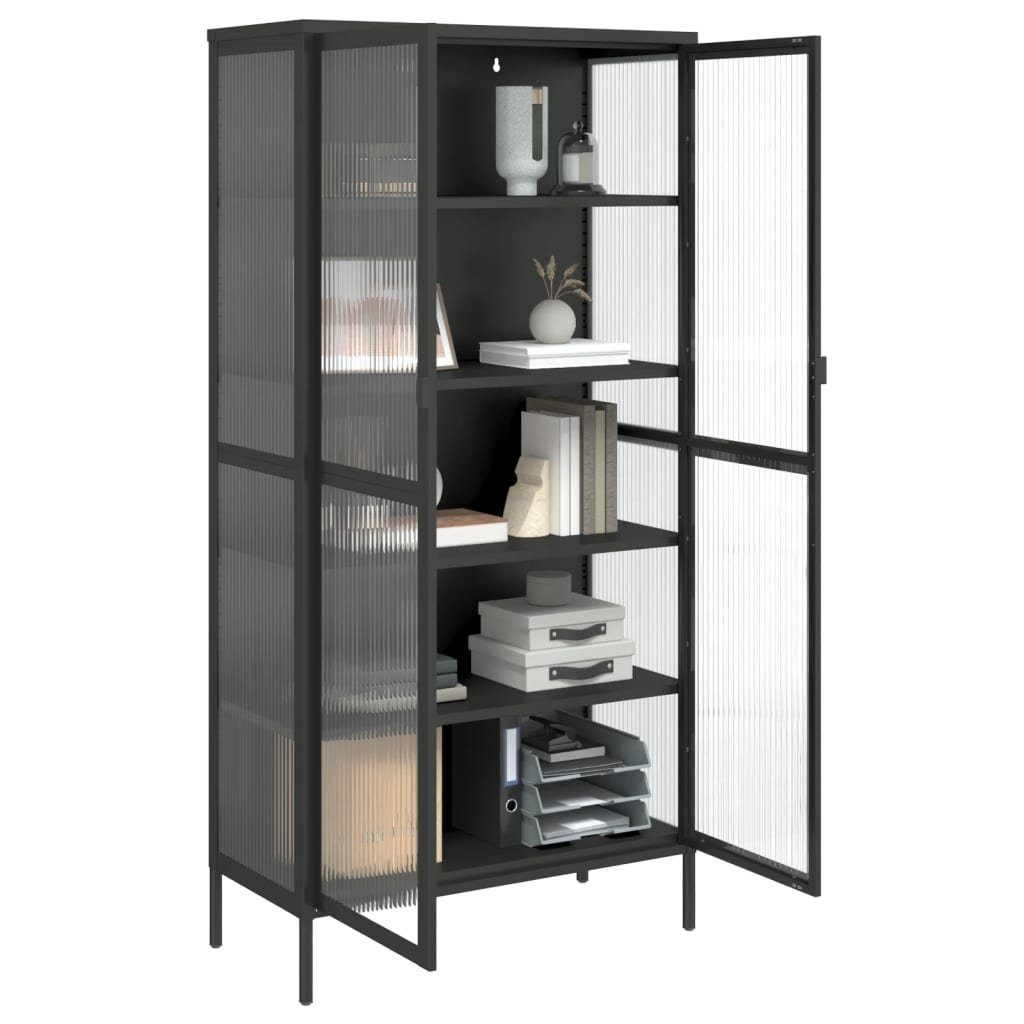 vidaXL Highboard Highboard Schwarz 85x40x180 cm Glas und Stahl – Bild 5 von 5