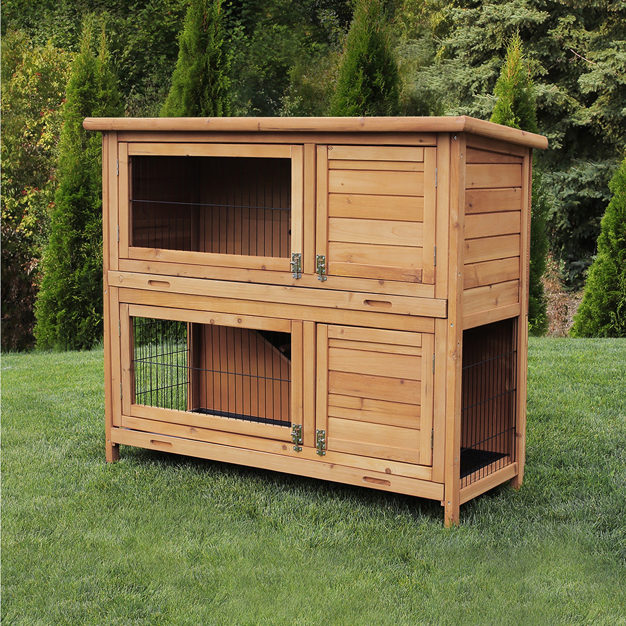 My Animal Kleintierstall XXL Hasenstall MH-20 - 2 Etagen - Wetterbeständig, Hasenstall mit Türen - aufklappbares Dach - Kaninchenstall Käfig