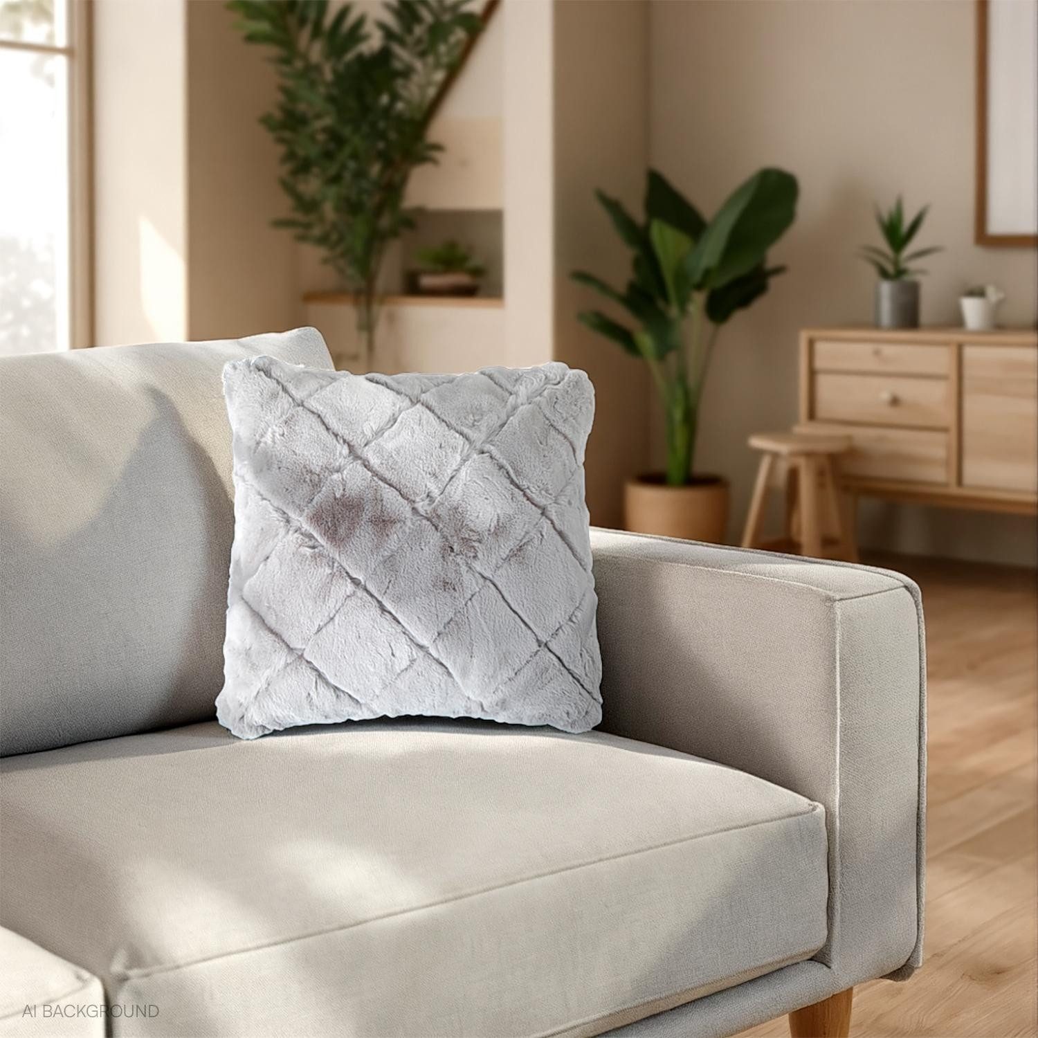 Home4You Kissenhülle, 50 x 50 cm, Grau, Fell/Fellimitat, 2er Set, (2 Stück) günstig online kaufen