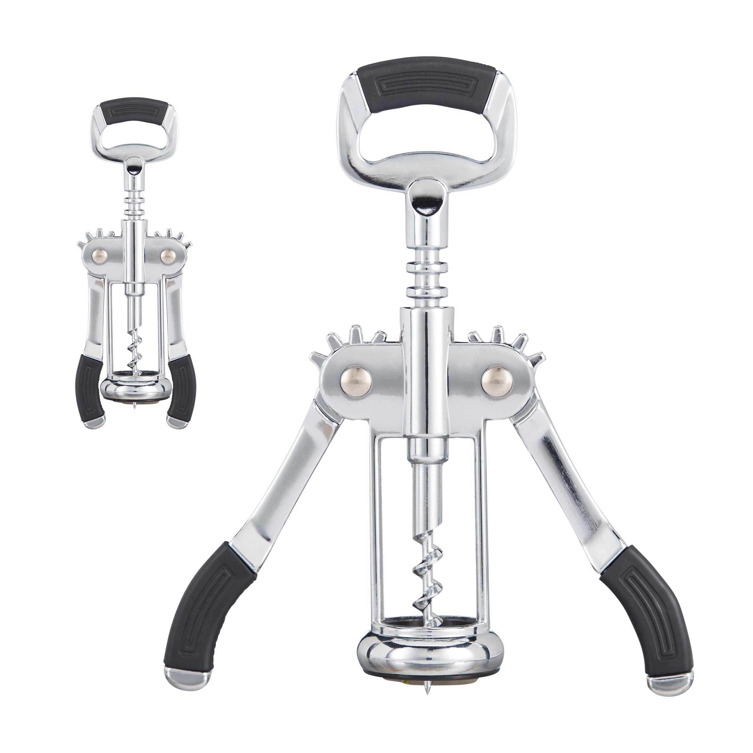 relaxdays Korkenzieher »2 x Hebelkorkenzieher mit Flaschenöffner