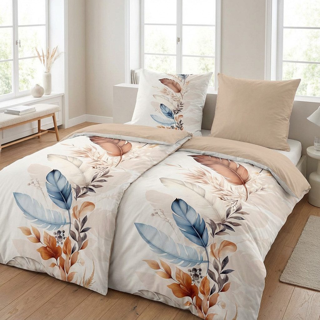 good morning Bettwäsche Baumwolle, Renforcé, 2 teilig, Federn, beige