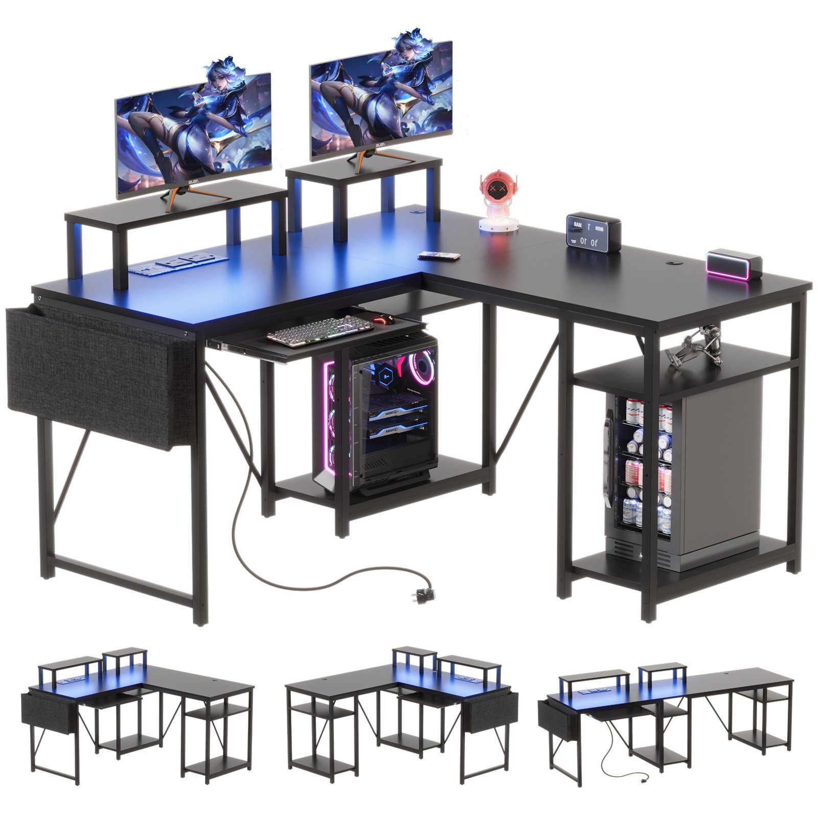 HOMALL Eckschreibtisch Eckschreibtisch Computertisch mit Monitorständer günstig online kaufen