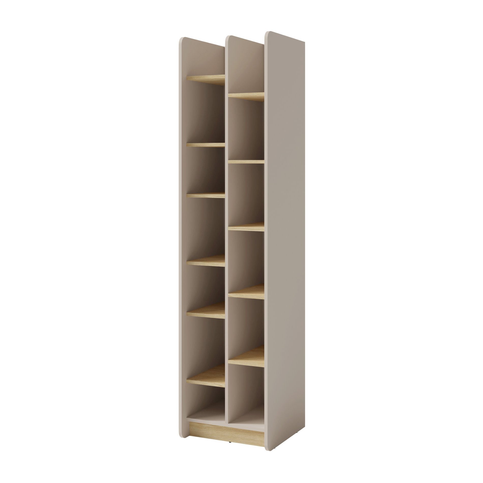 Beautysofa Bücherregal ALEX mit 11 offene Regalböden, erhältlich in zwei trendigen Farben- Eukalyptus oder Sandbeige, Breite: 55 cm