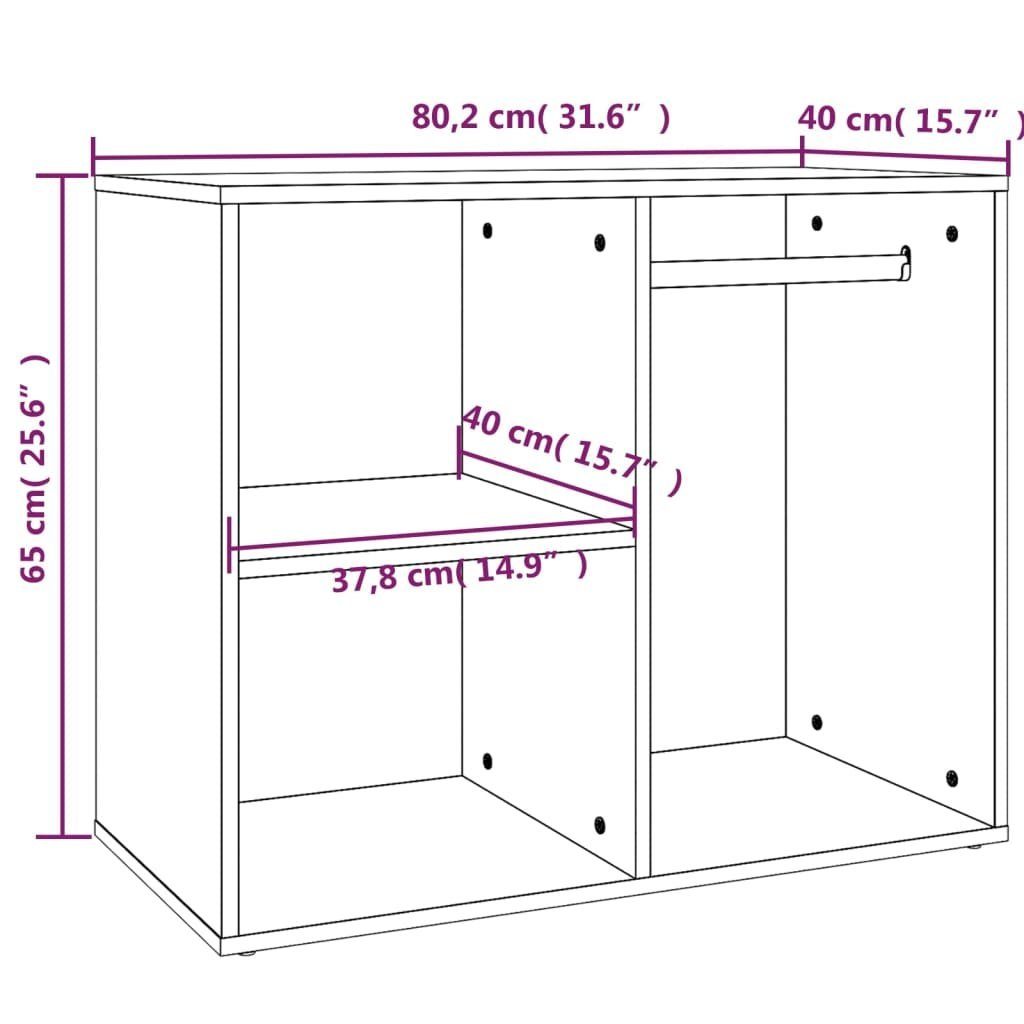 vidaXL Fächerschrank Regal für Schminktisch Hochglanz-Weiß Holzwerkstoff (1-St) cm 80x40x65
